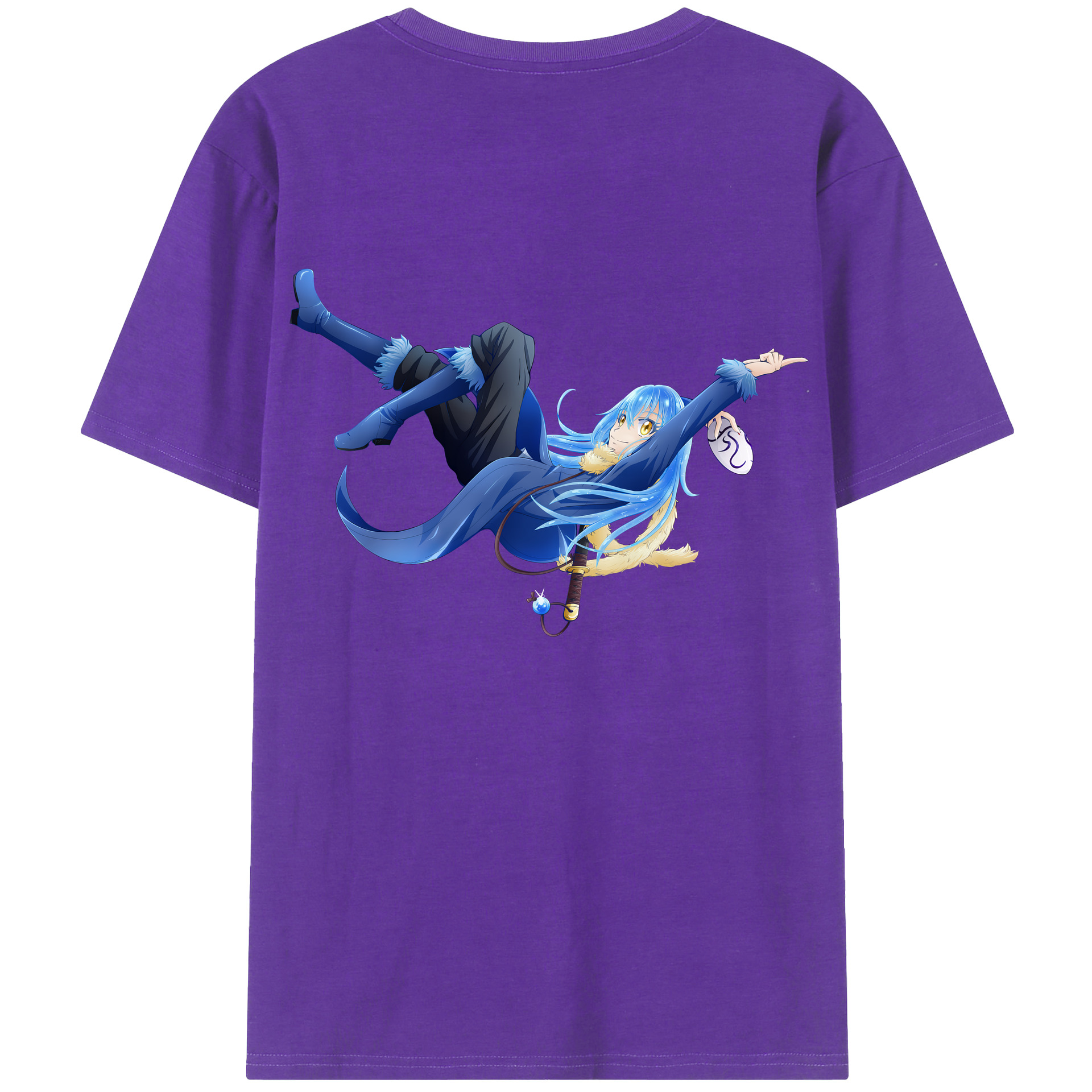 （画像用） 転スラ Regarding Reincarnated to Slime 綿100％ メンズ半袖Tシャツ（バックプリント） 通気性