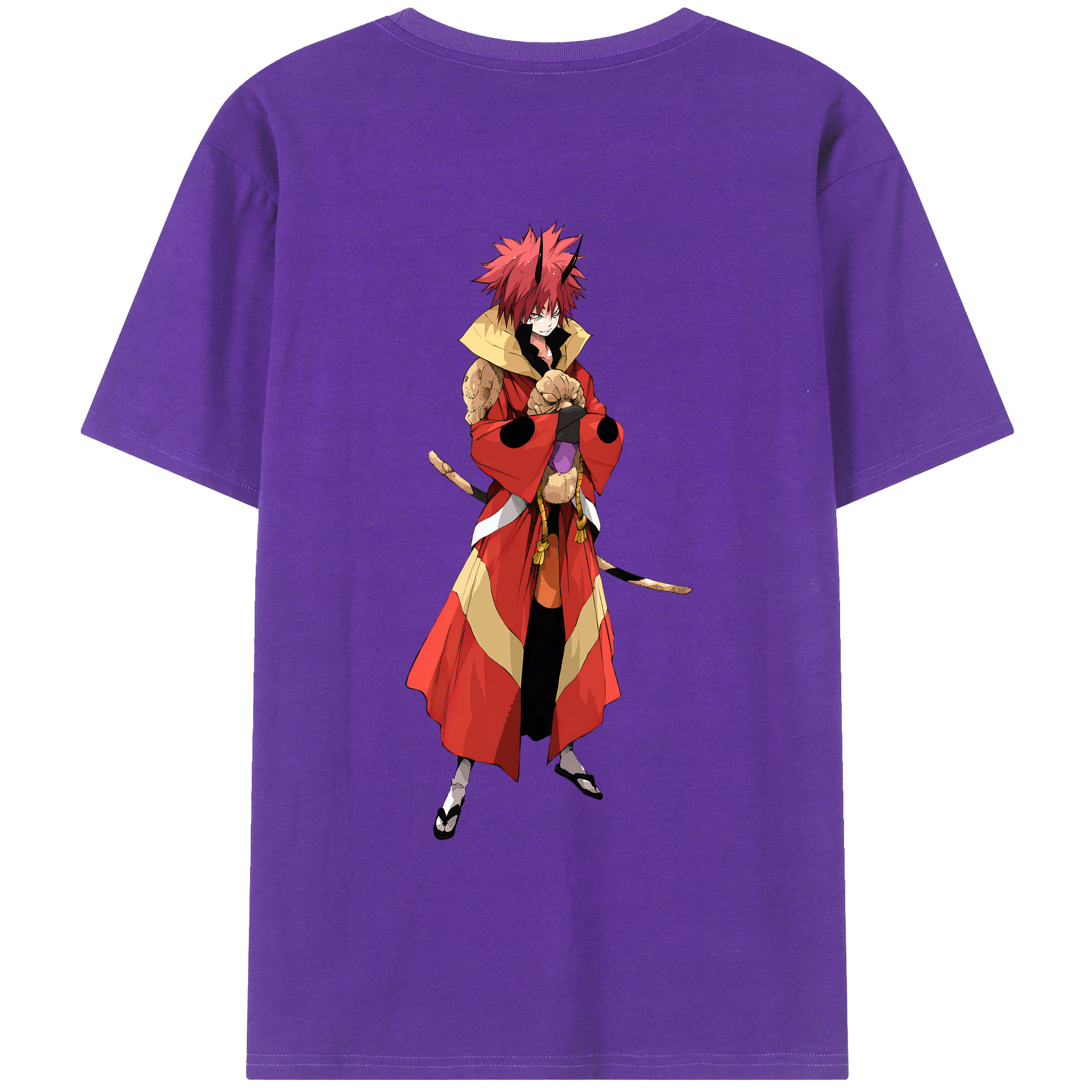 （画像用） 転スラ Regarding Reincarnated to Slime 綿100％ メンズ半袖Tシャツ（バックプリント） 通気性