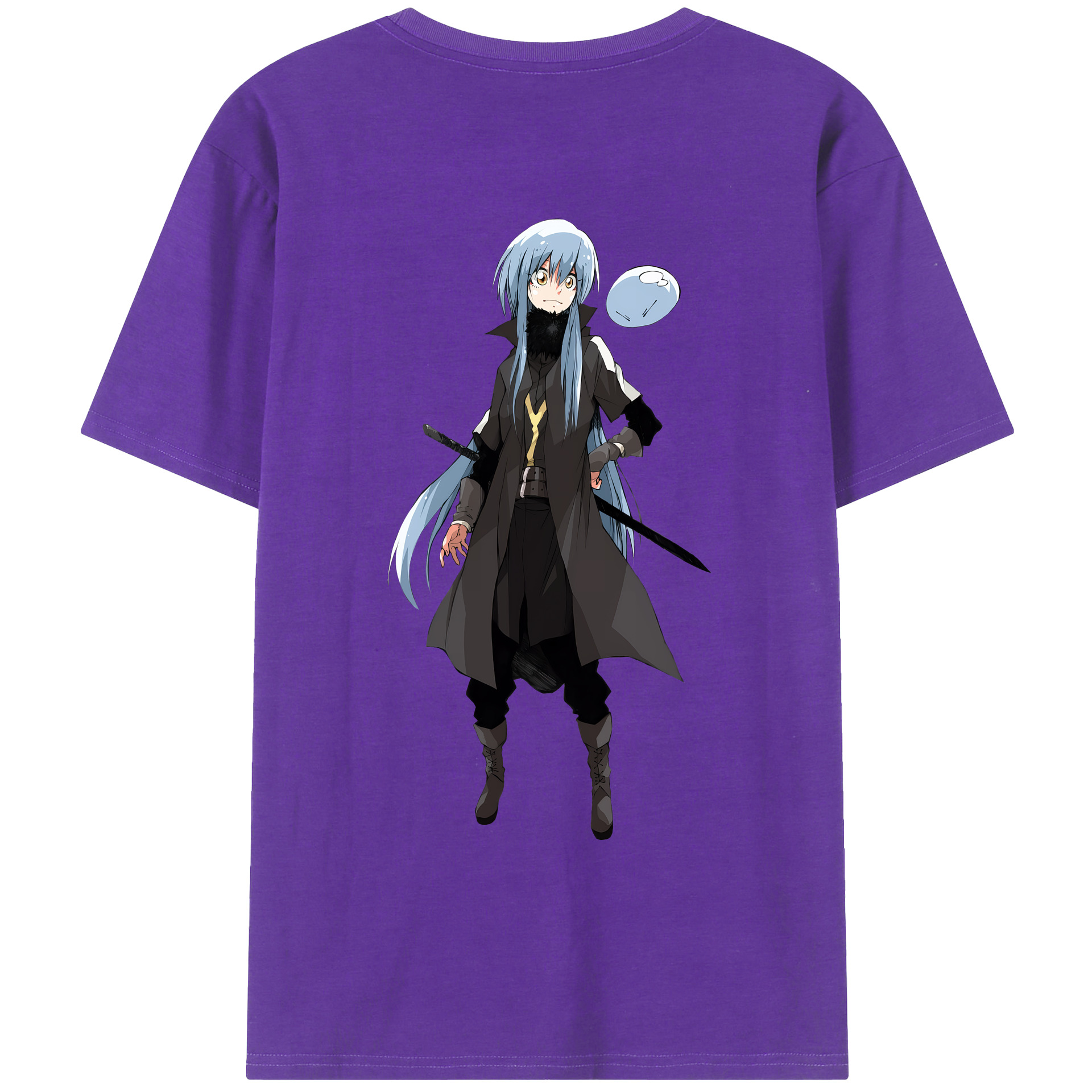 （画像用） 転スラ Regarding Reincarnated to Slime 綿100％ メンズ半袖Tシャツ（バックプリント） 通気性