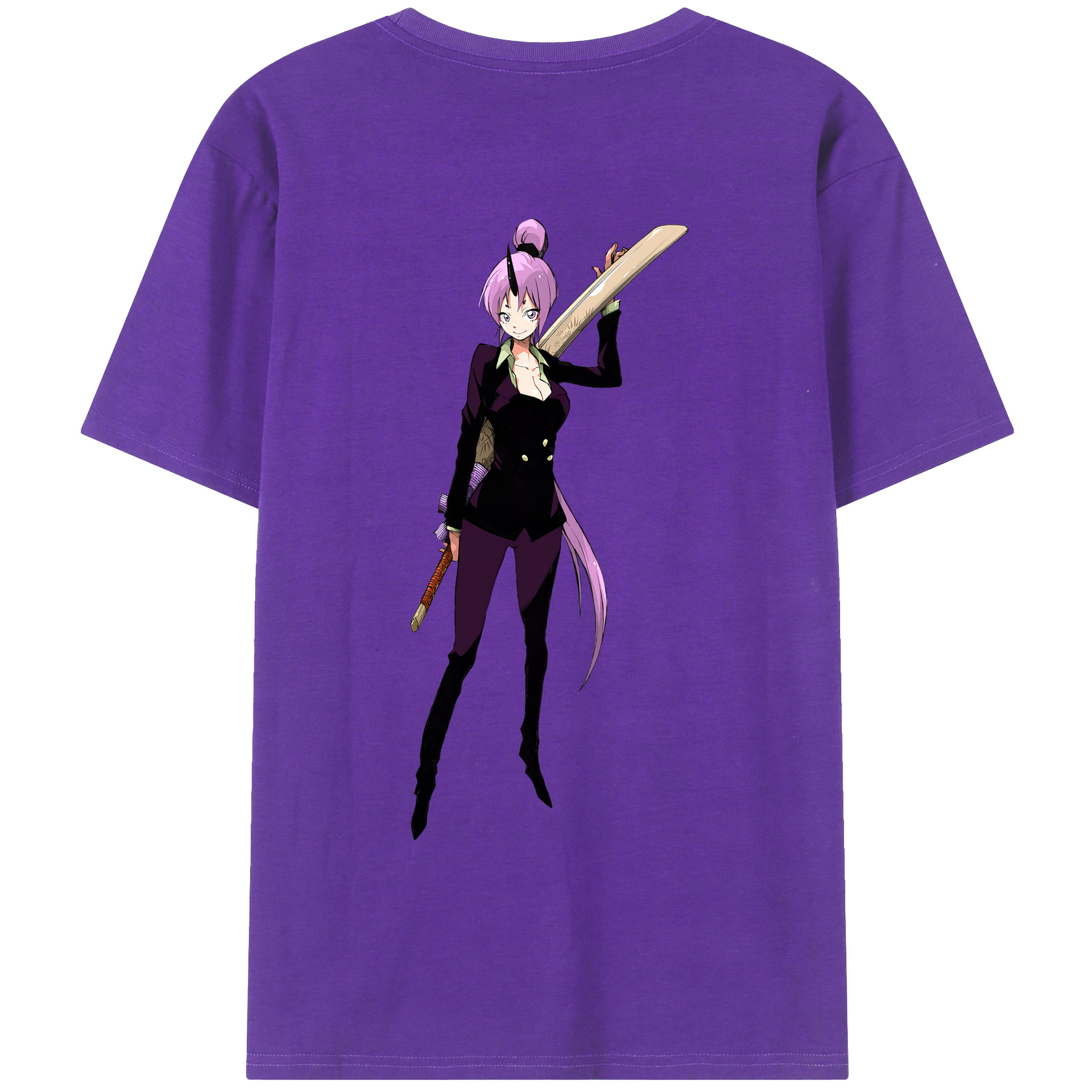 （画像用） 転スラ Regarding Reincarnated to Slime 綿100％ メンズ半袖Tシャツ（バックプリント） 通気性