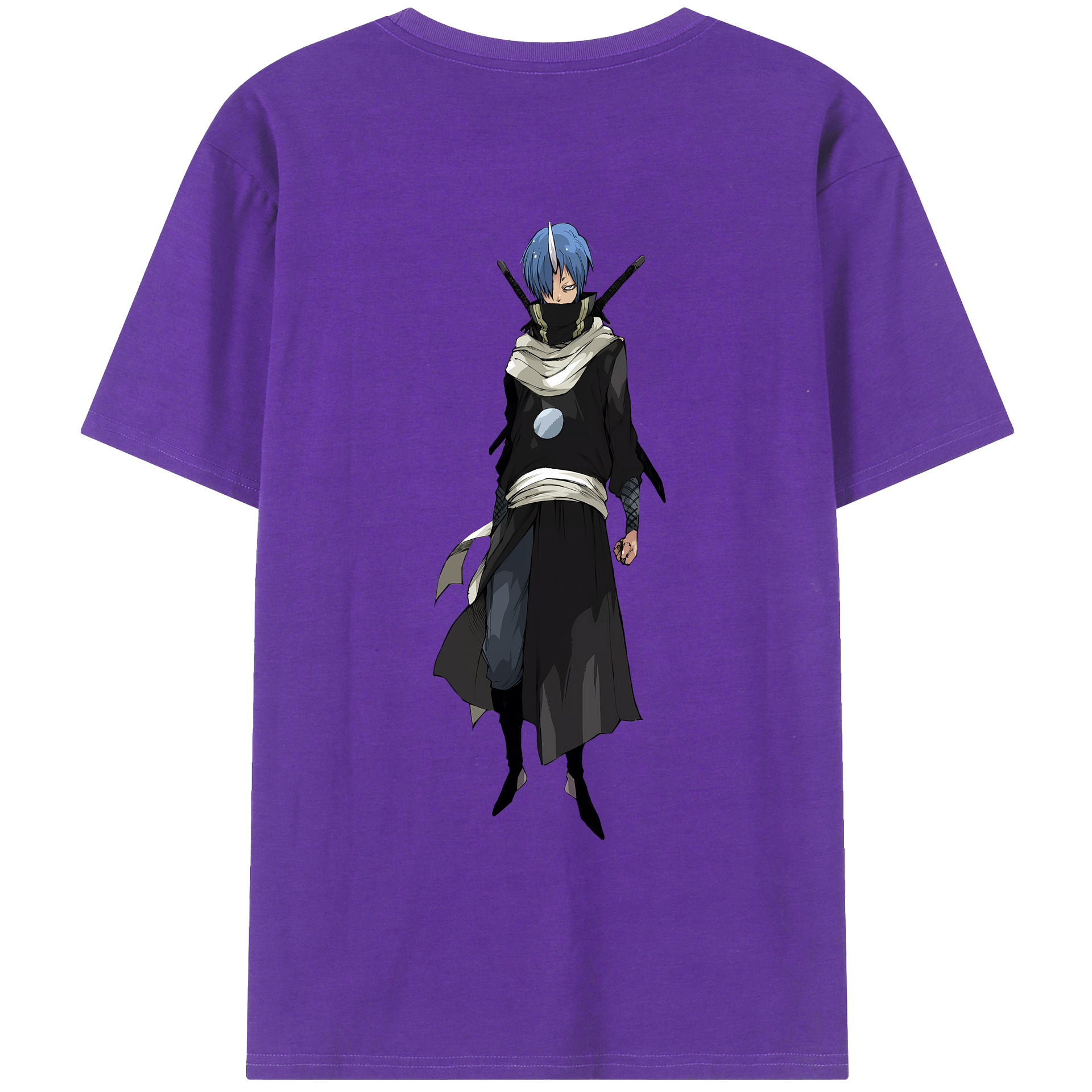 （画像用） 転スラ Regarding Reincarnated to Slime 綿100％ メンズ半袖Tシャツ（バックプリント） 通気性