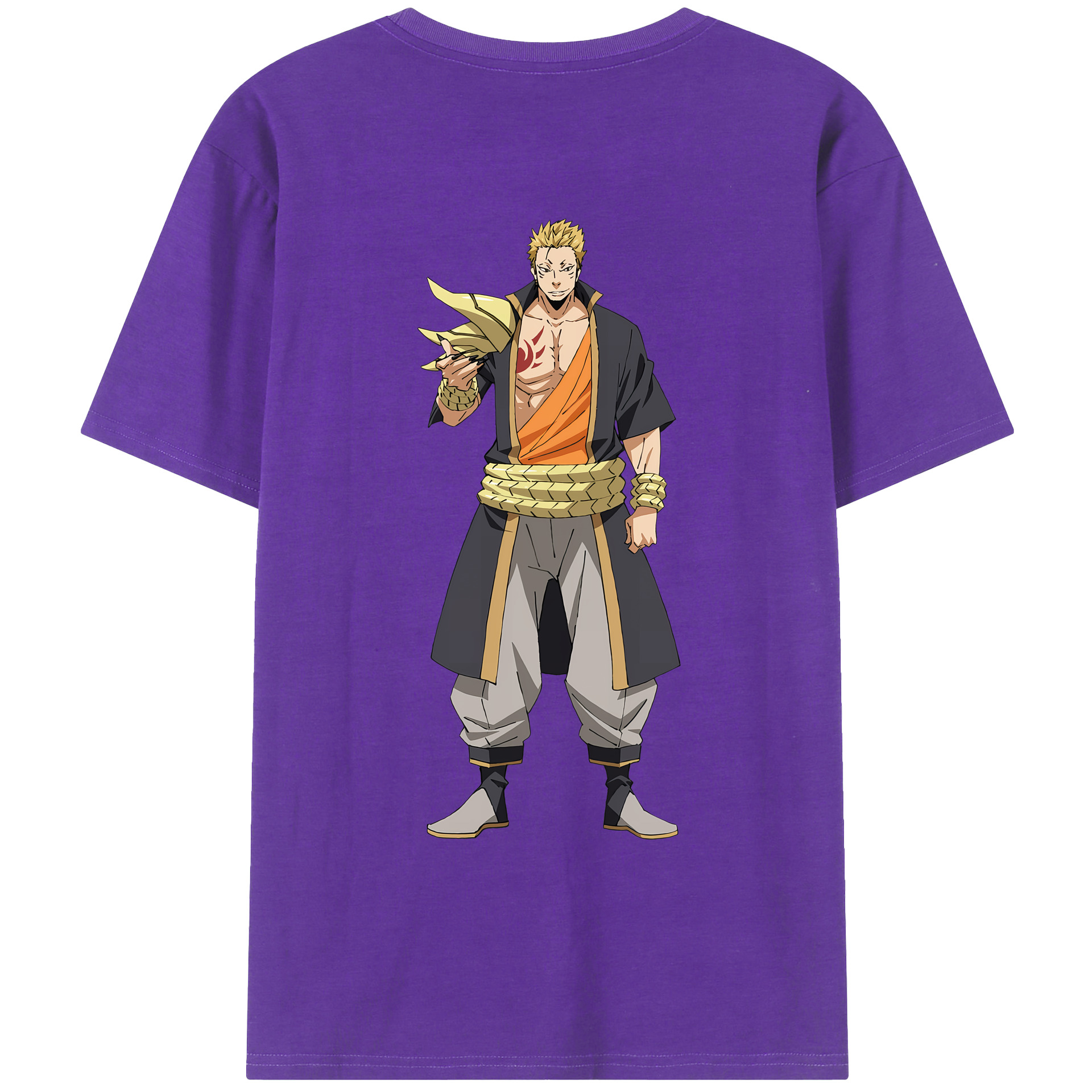 （画像用） 転スラ Regarding Reincarnated to Slime 綿100％ メンズ半袖Tシャツ（バックプリント） 通気性