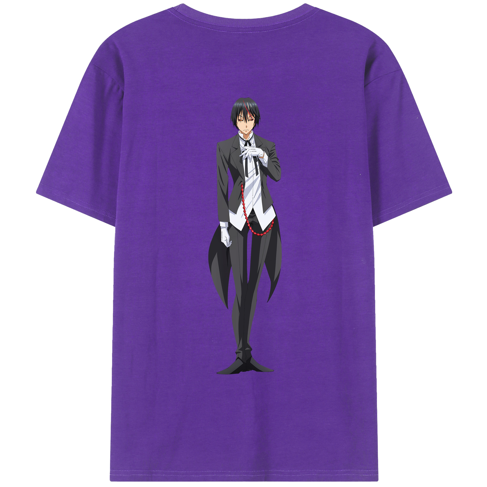 （画像用） 転スラ Regarding Reincarnated to Slime 綿100％ メンズ半袖Tシャツ（バックプリント） 通気性