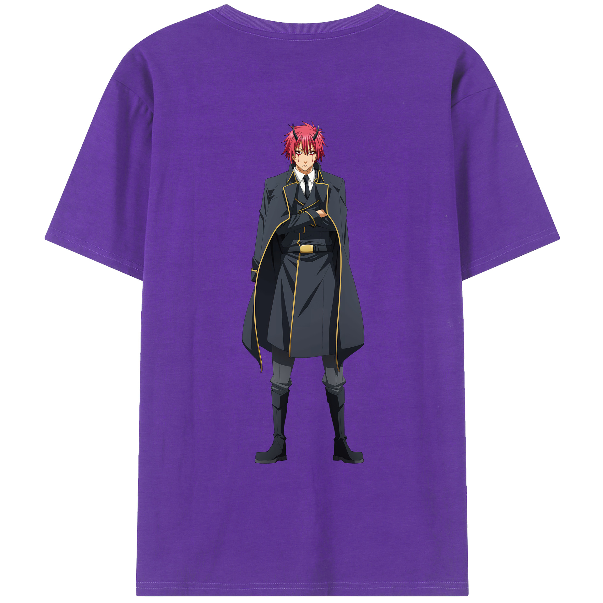 （画像用） 転スラ Regarding Reincarnated to Slime 綿100％ メンズ半袖Tシャツ（バックプリント） 通気性
