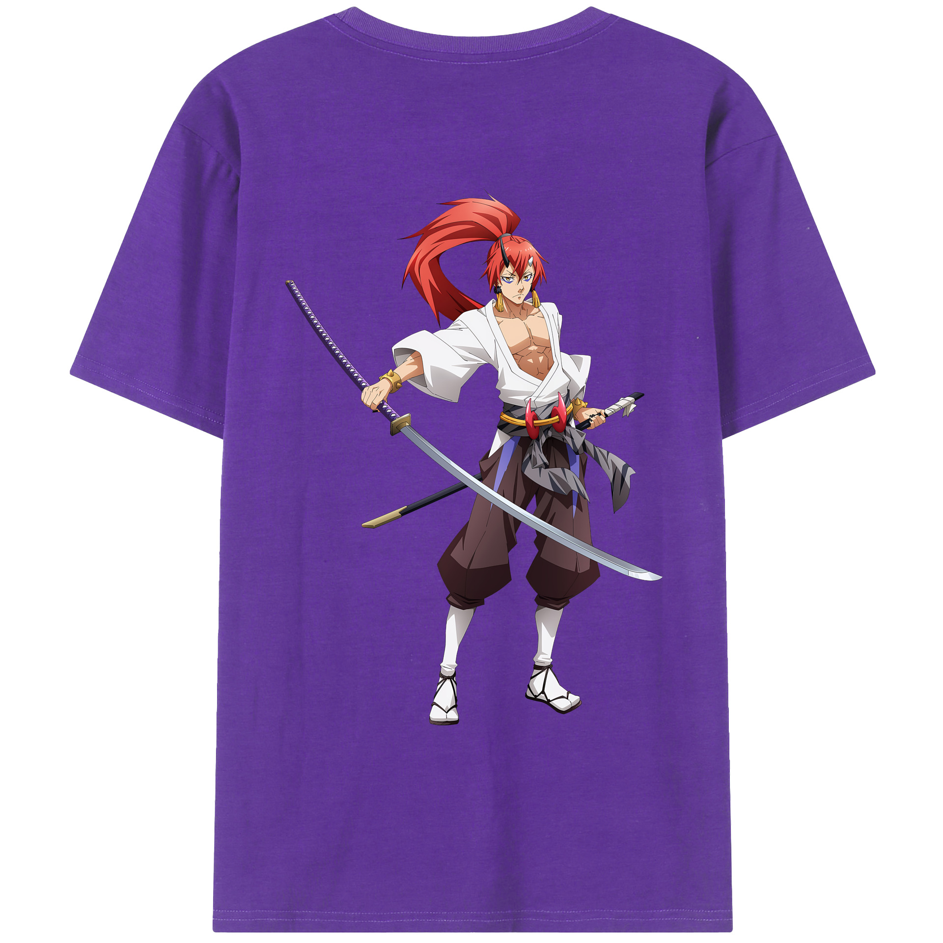 （画像用） 転スラ Regarding Reincarnated to Slime 綿100％ メンズ半袖Tシャツ（バックプリント） 通気性