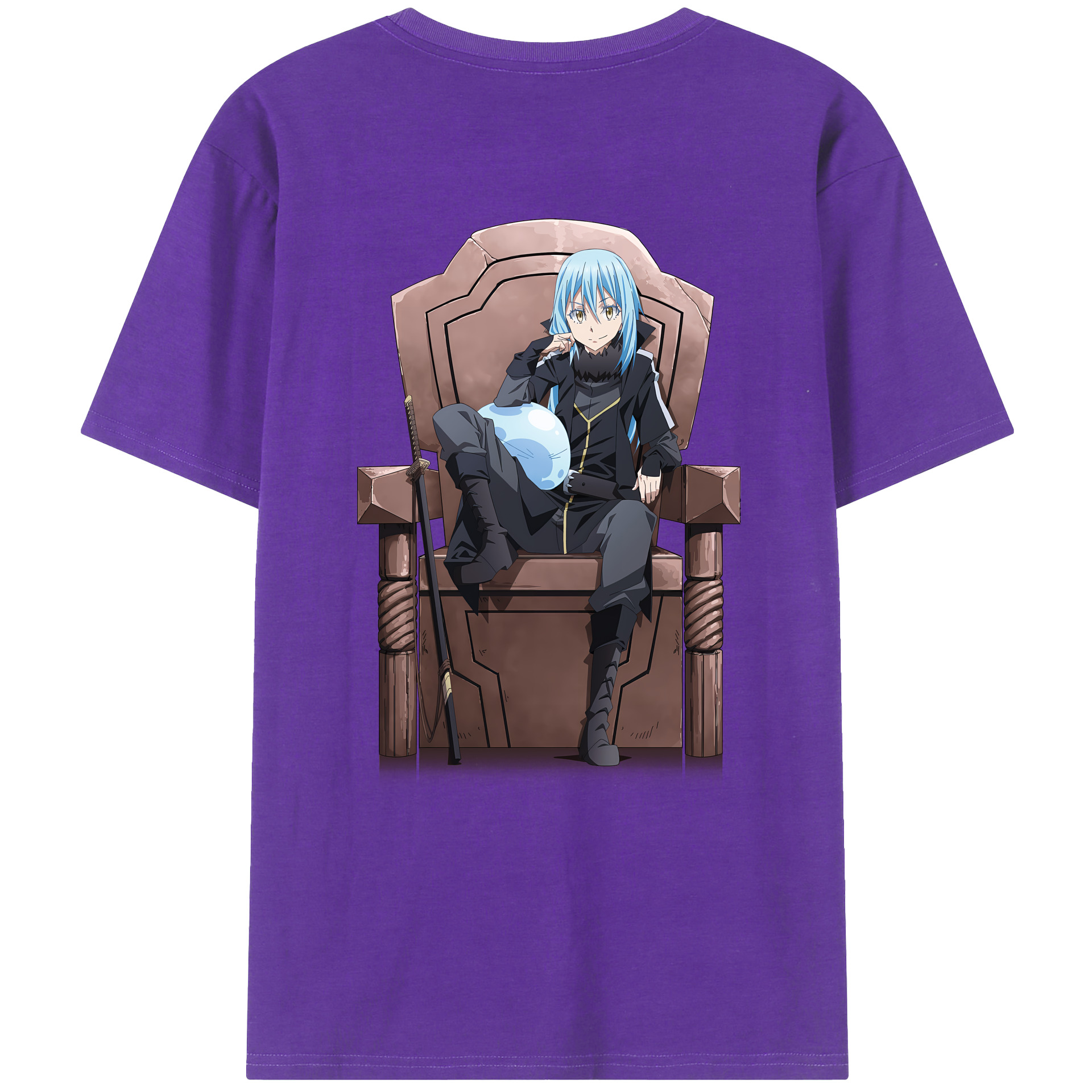 （画像用） 転スラ Regarding Reincarnated to Slime 綿100％ メンズ半袖Tシャツ（バックプリント） 通気性