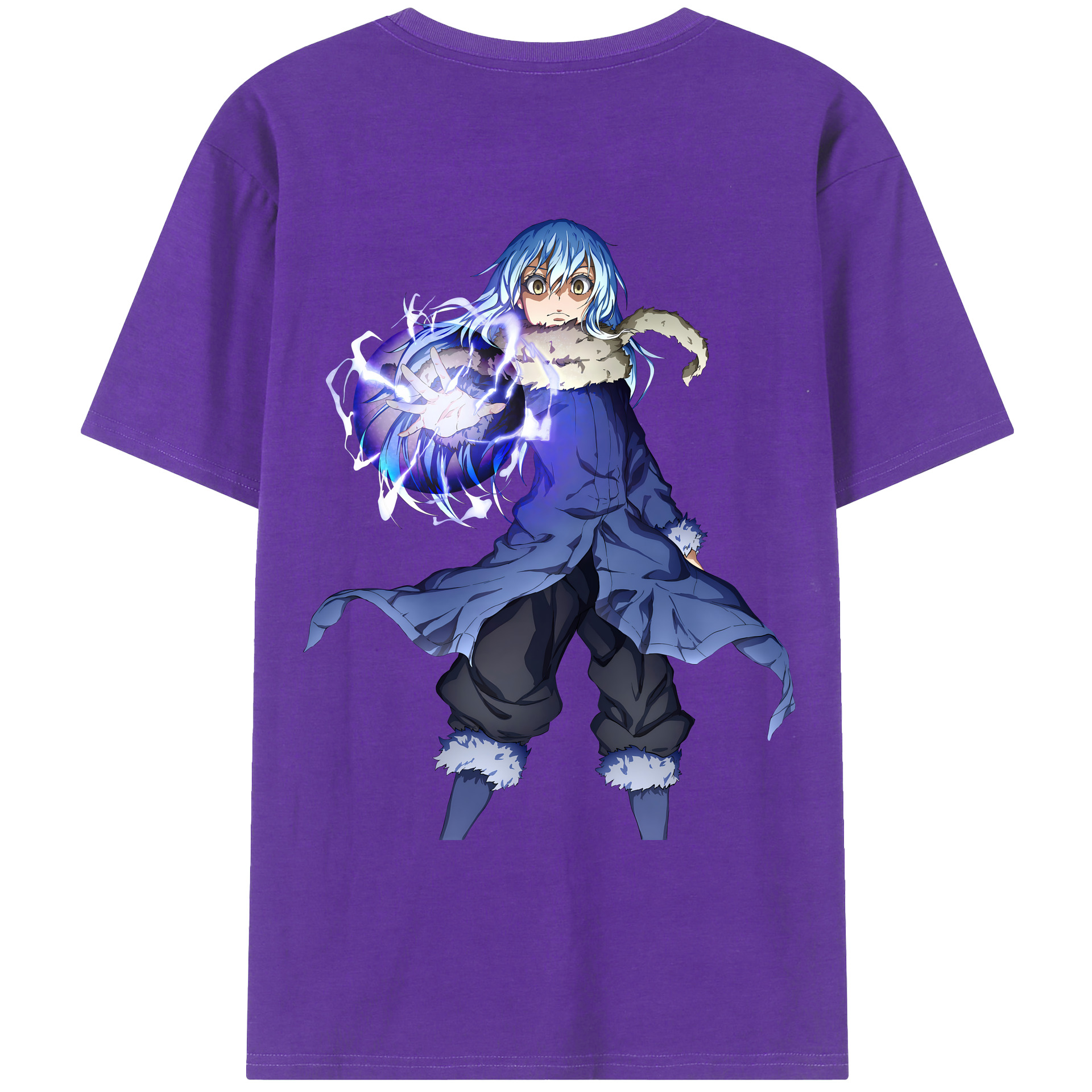 （画像用） 転スラ Regarding Reincarnated to Slime 綿100％ メンズ半袖Tシャツ（バックプリント） 通気性