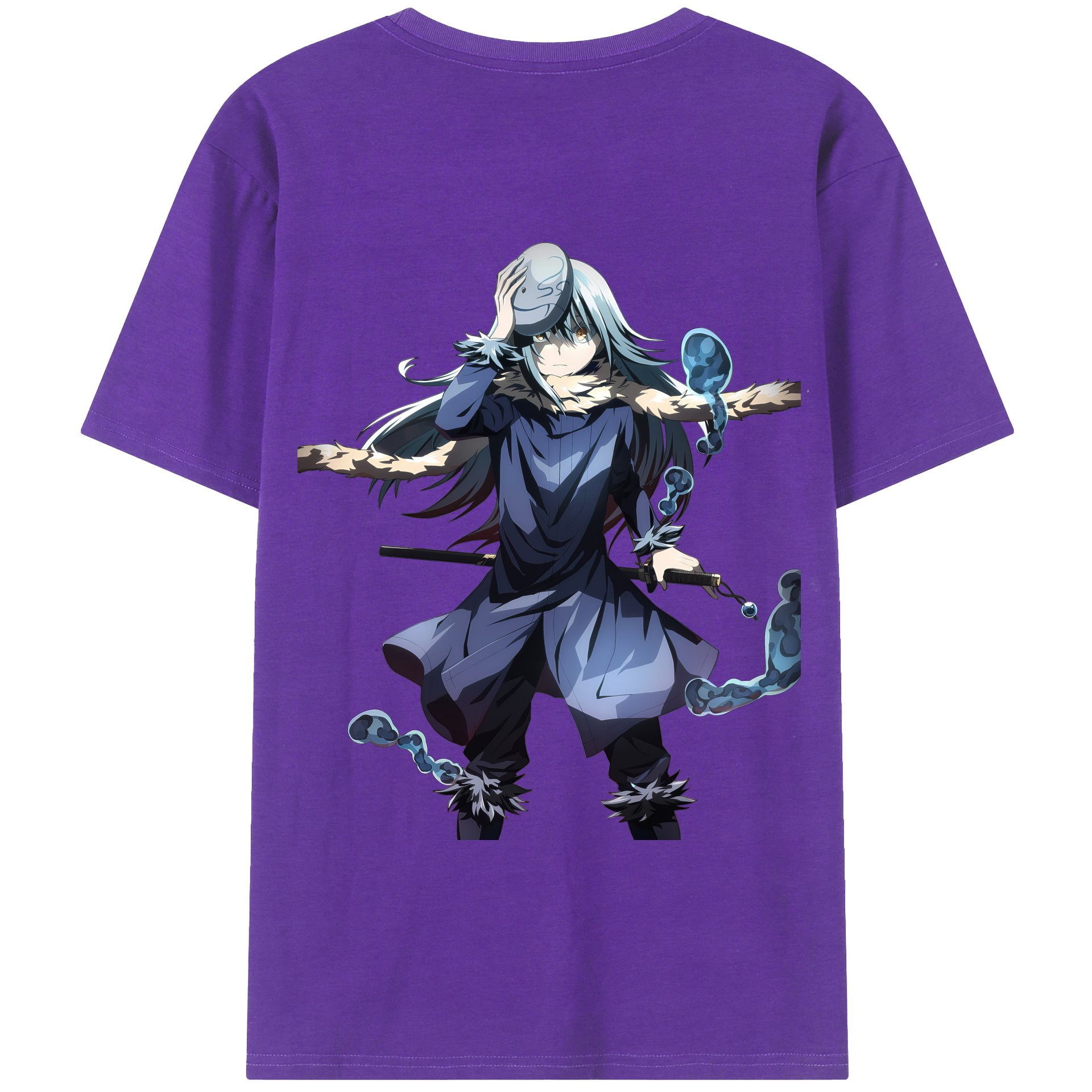 （画像用） 転スラ Regarding Reincarnated to Slime 綿100％ メンズ半袖Tシャツ（バックプリント） 通気性