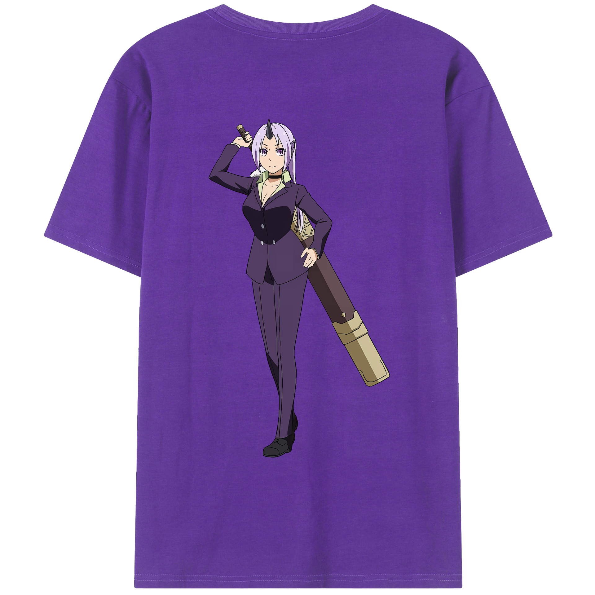 （画像用） 転スラ Regarding Reincarnated to Slime 綿100％ メンズ半袖Tシャツ（バックプリント） 通気性