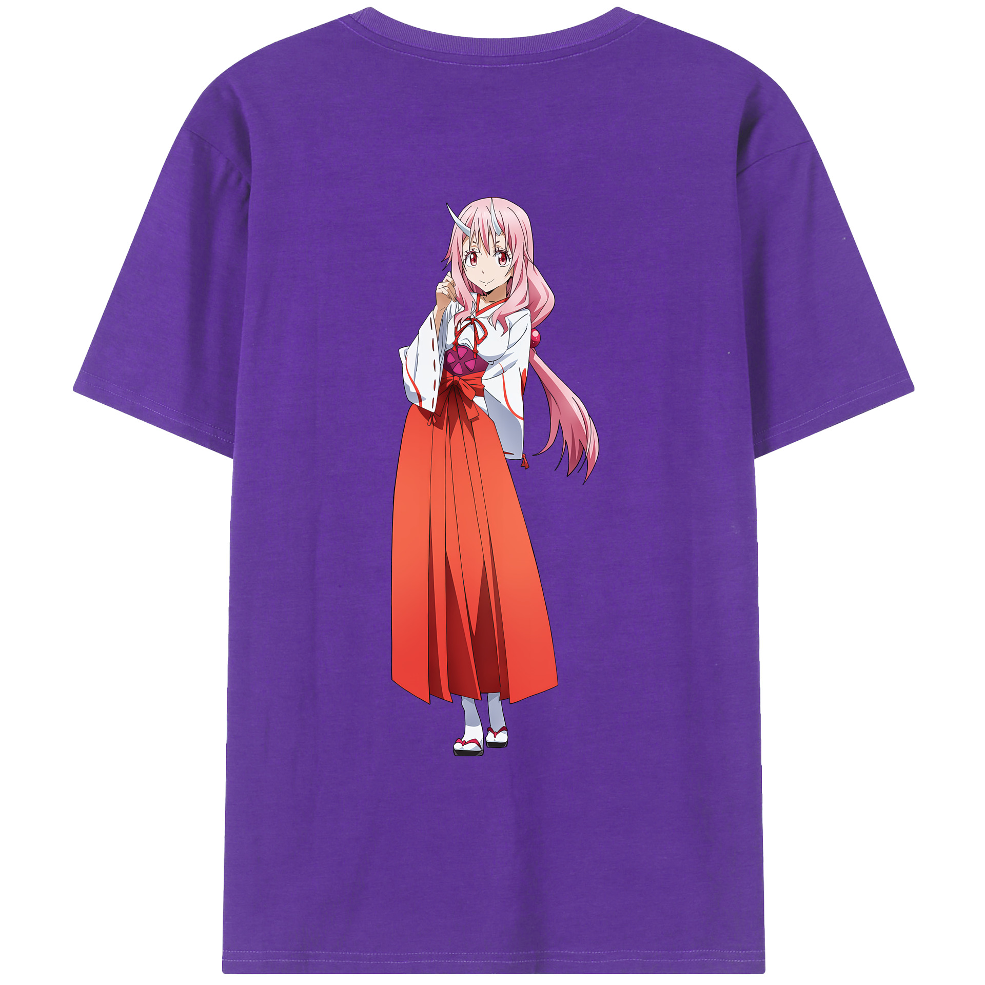 （画像用） 転スラ Regarding Reincarnated to Slime 綿100％ メンズ半袖Tシャツ（バックプリント） 通気性