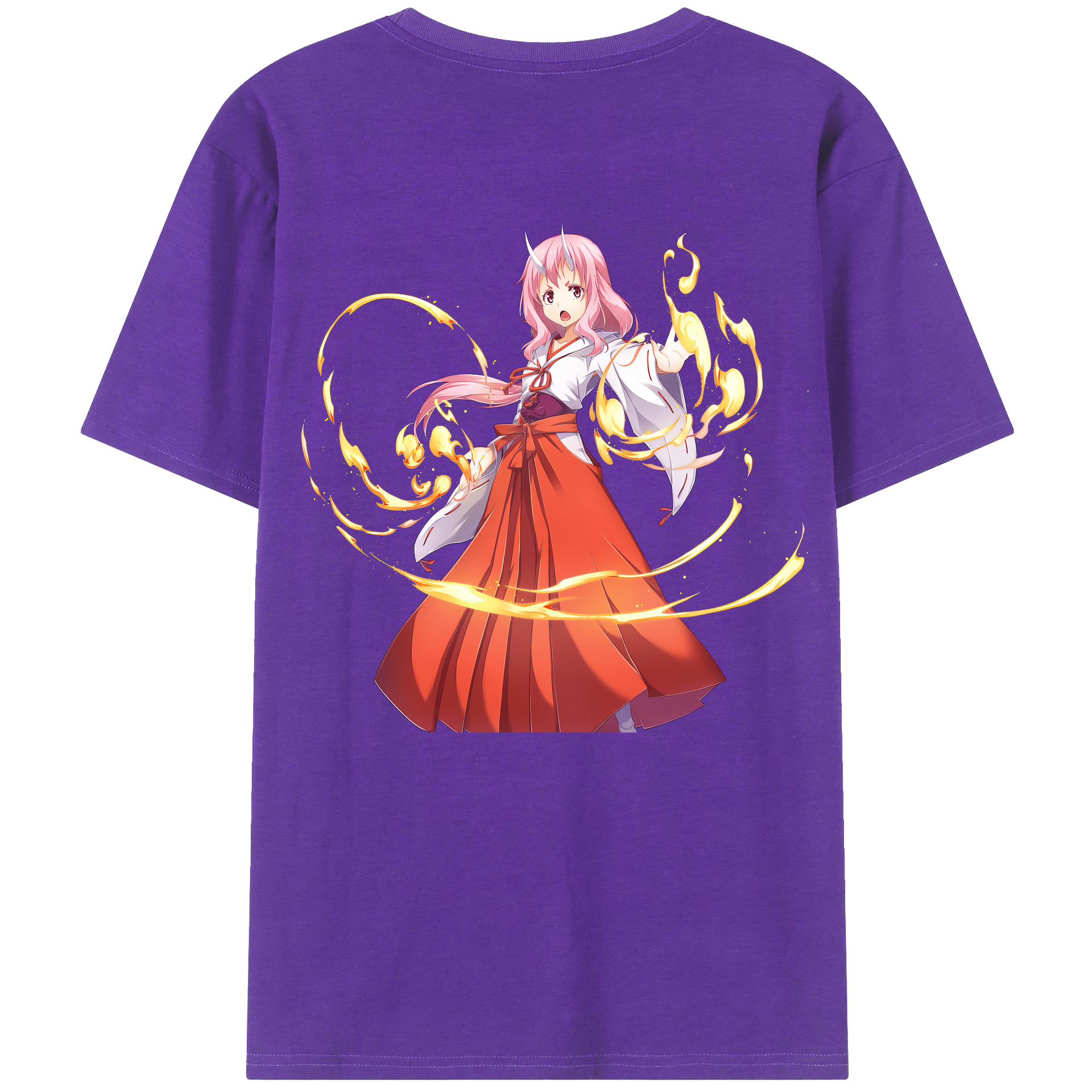 （画像用） 転スラ Regarding Reincarnated to Slime 綿100％ メンズ半袖Tシャツ（バックプリント） 通気性
