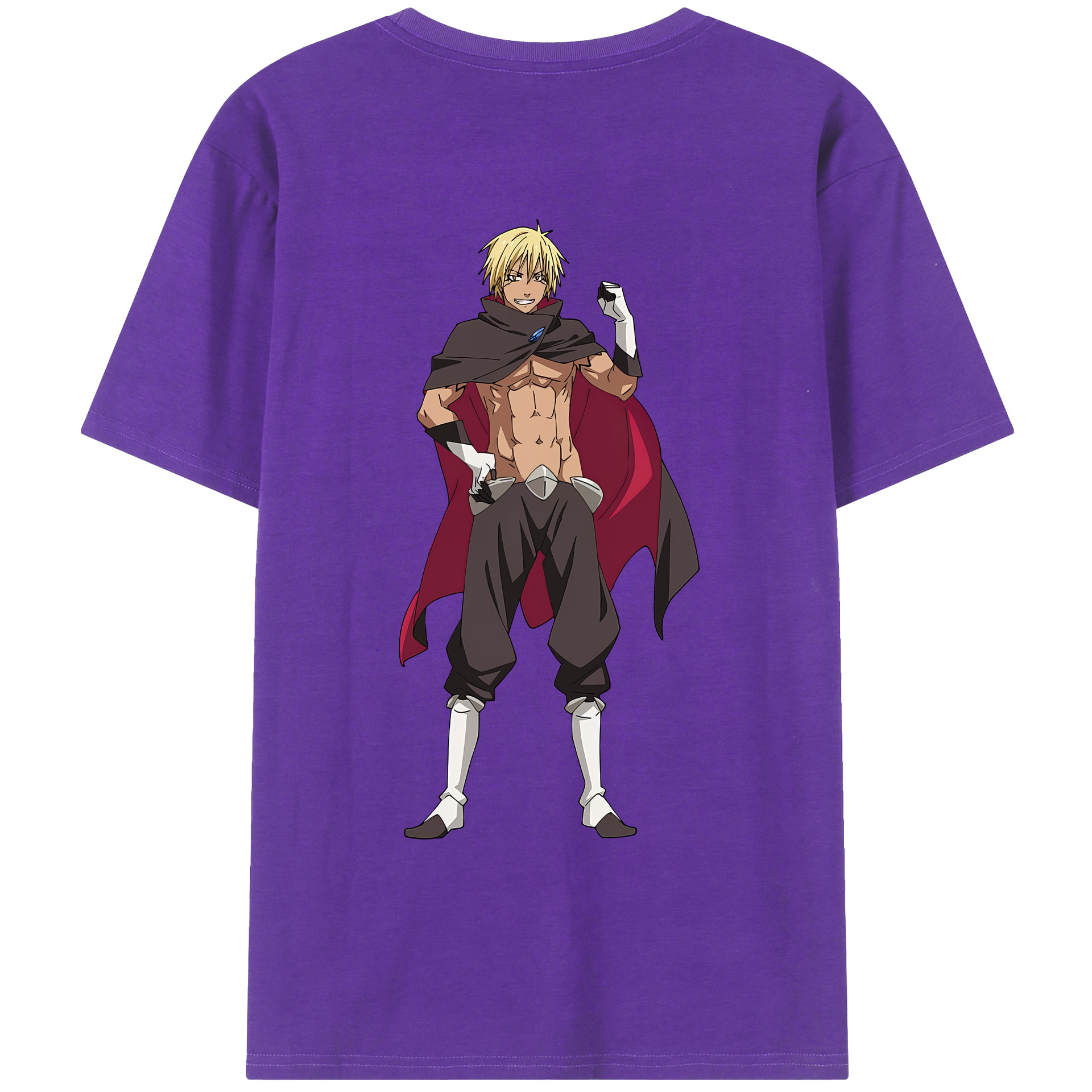 （画像用） 転スラ Regarding Reincarnated to Slime 綿100％ メンズ半袖Tシャツ（バックプリント） 通気性