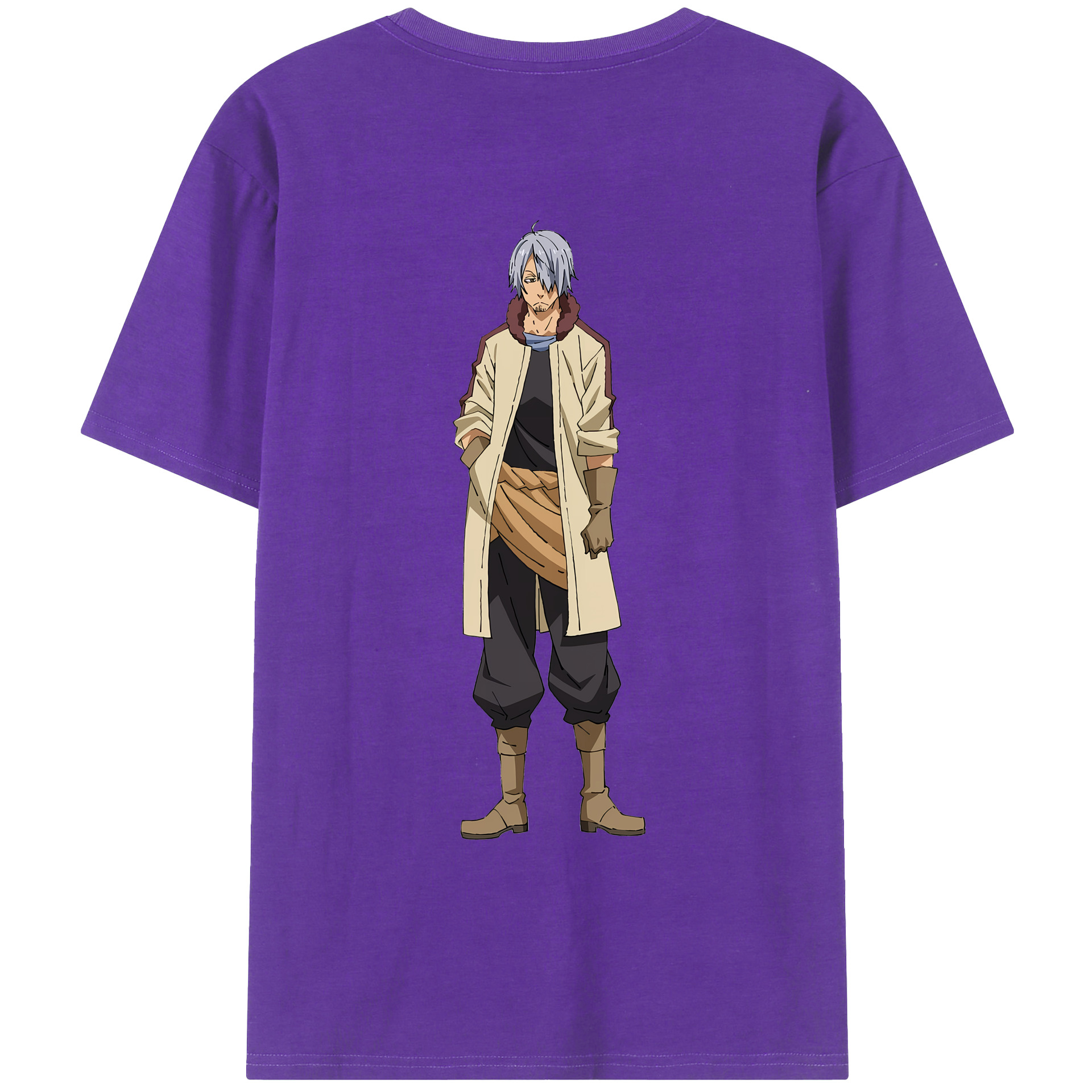 （画像用） 転スラ Regarding Reincarnated to Slime 綿100％ メンズ半袖Tシャツ（バックプリント） 通気性