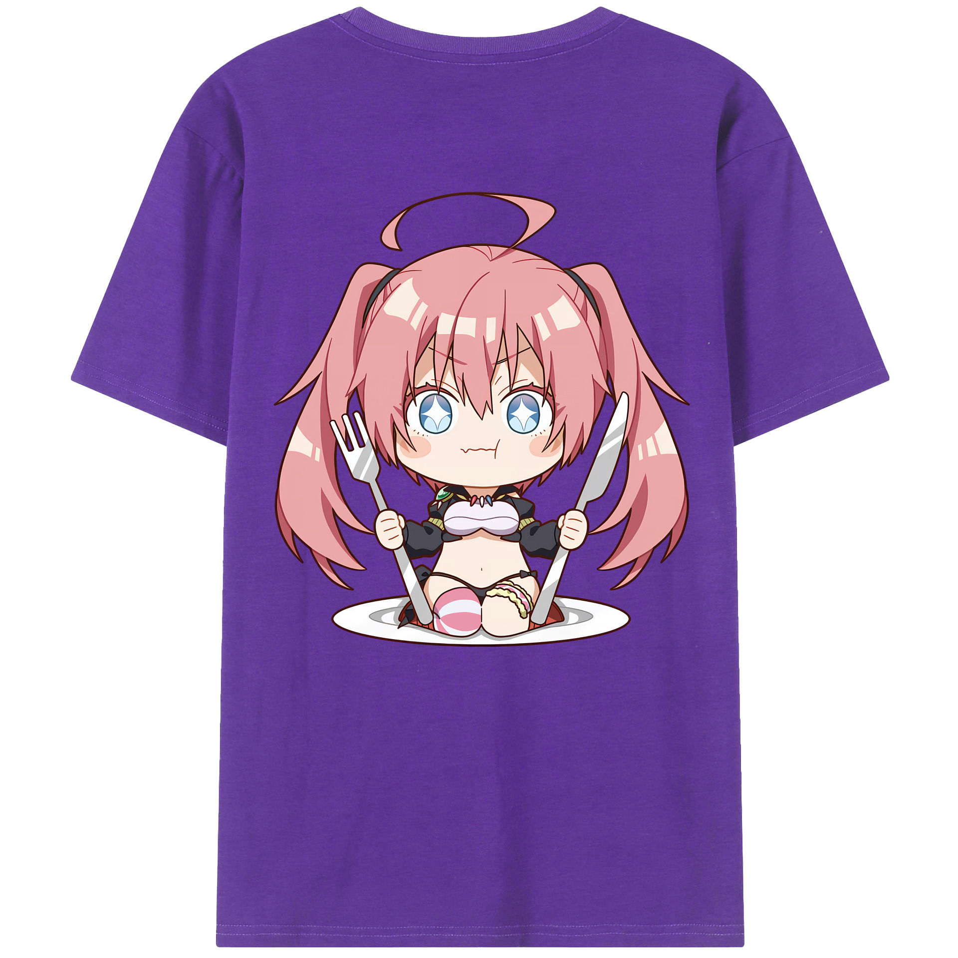 （画像用） 転スラ Regarding Reincarnated to Slime 綿100％ メンズ半袖Tシャツ（バックプリント） 通気性