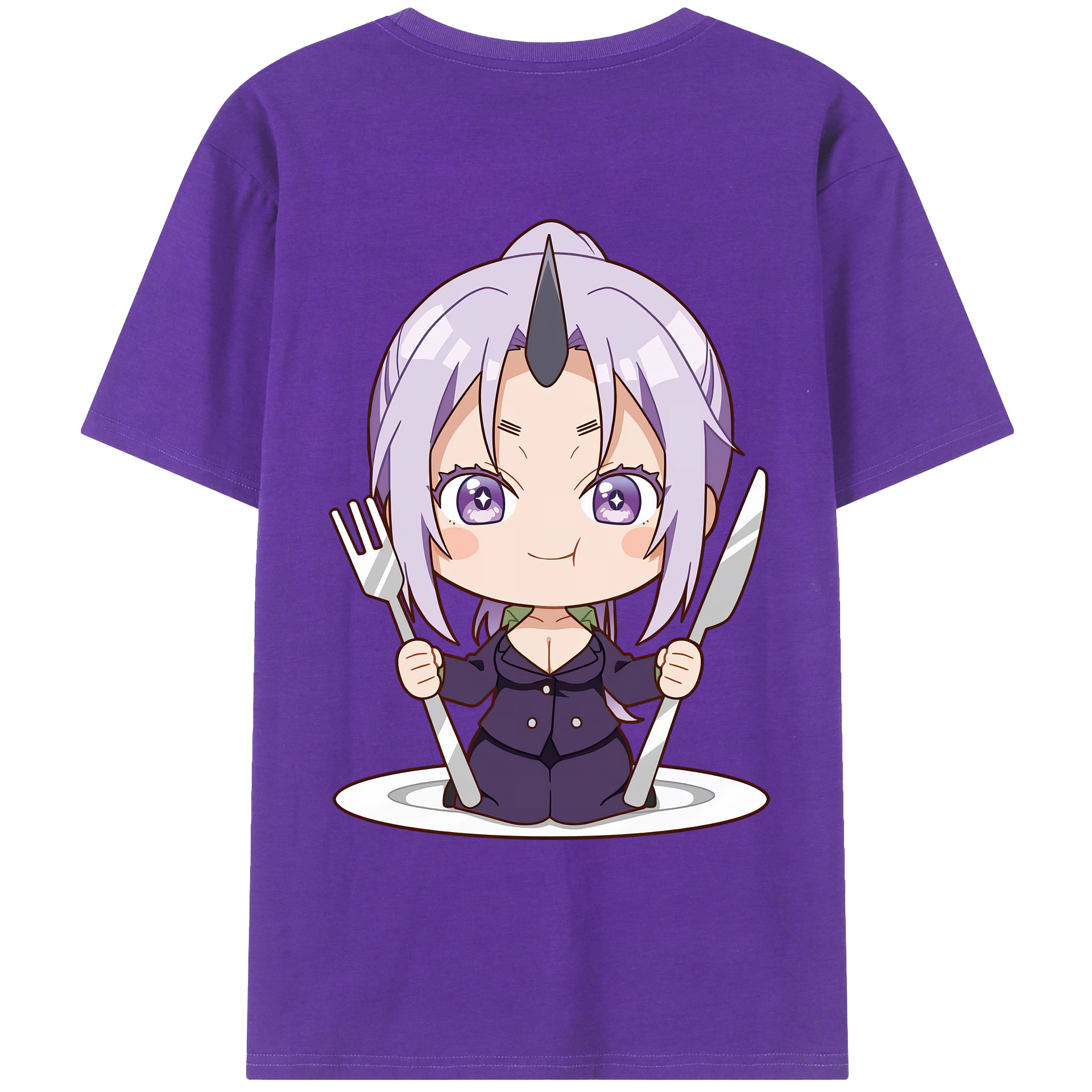 （画像用） 転スラ Regarding Reincarnated to Slime 綿100％ メンズ半袖Tシャツ（バックプリント） 通気性