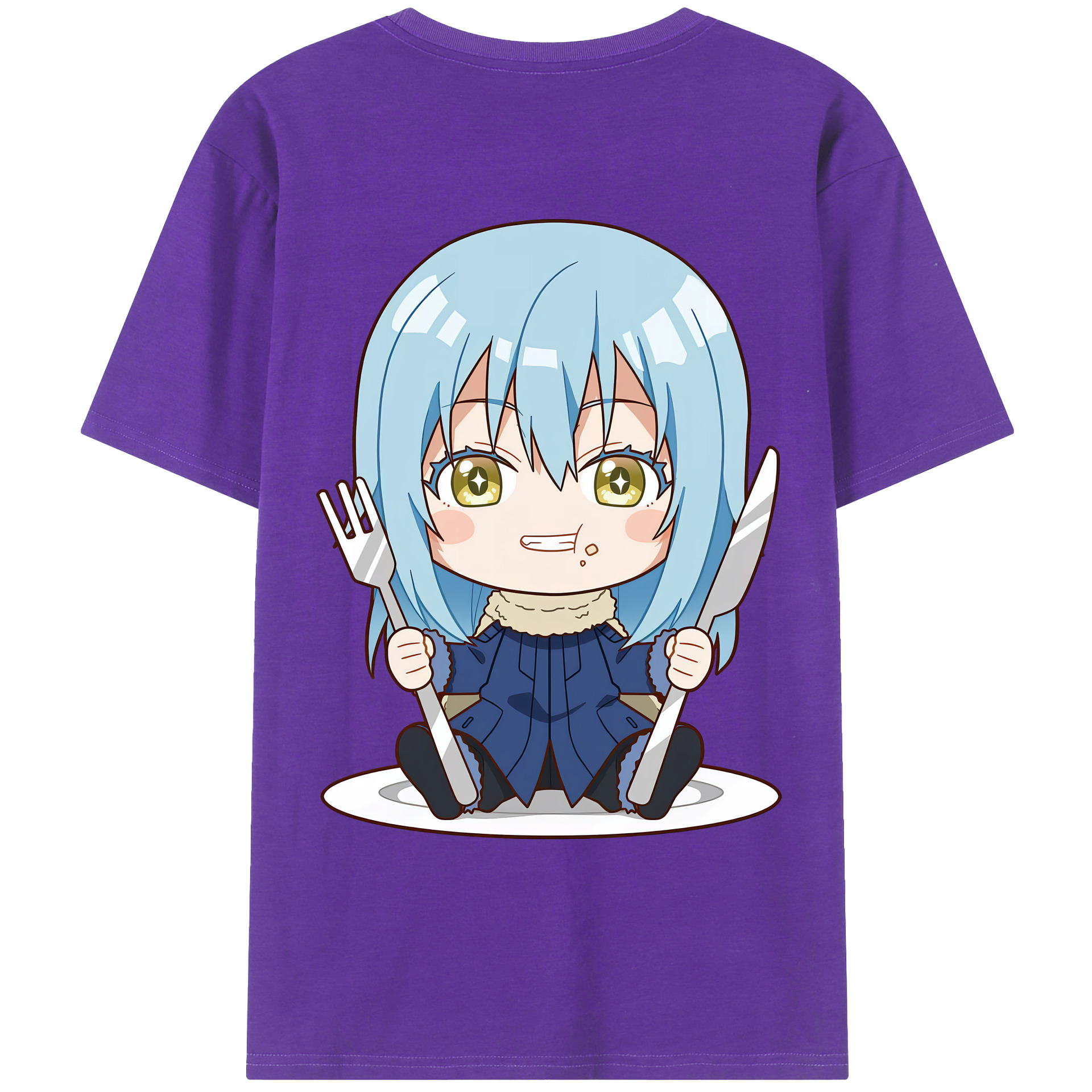 （画像用） 転スラ Regarding Reincarnated to Slime 綿100％ メンズ半袖Tシャツ（バックプリント） 通気性