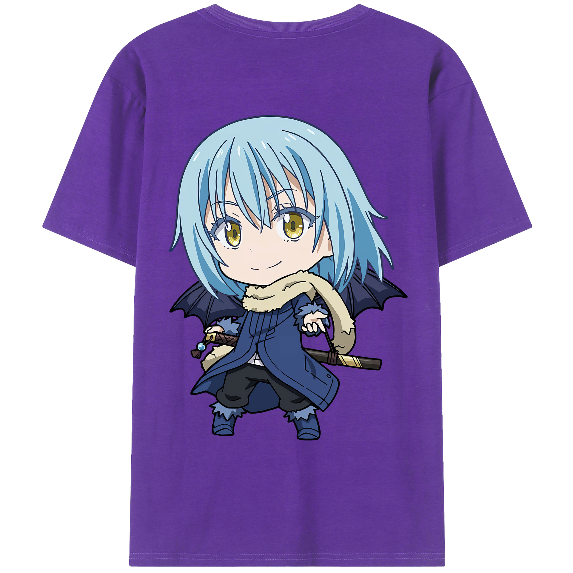 （画像用） 転スラ Regarding Reincarnated to Slime 綿100％ メンズ半袖Tシャツ（バックプリント） 通気性