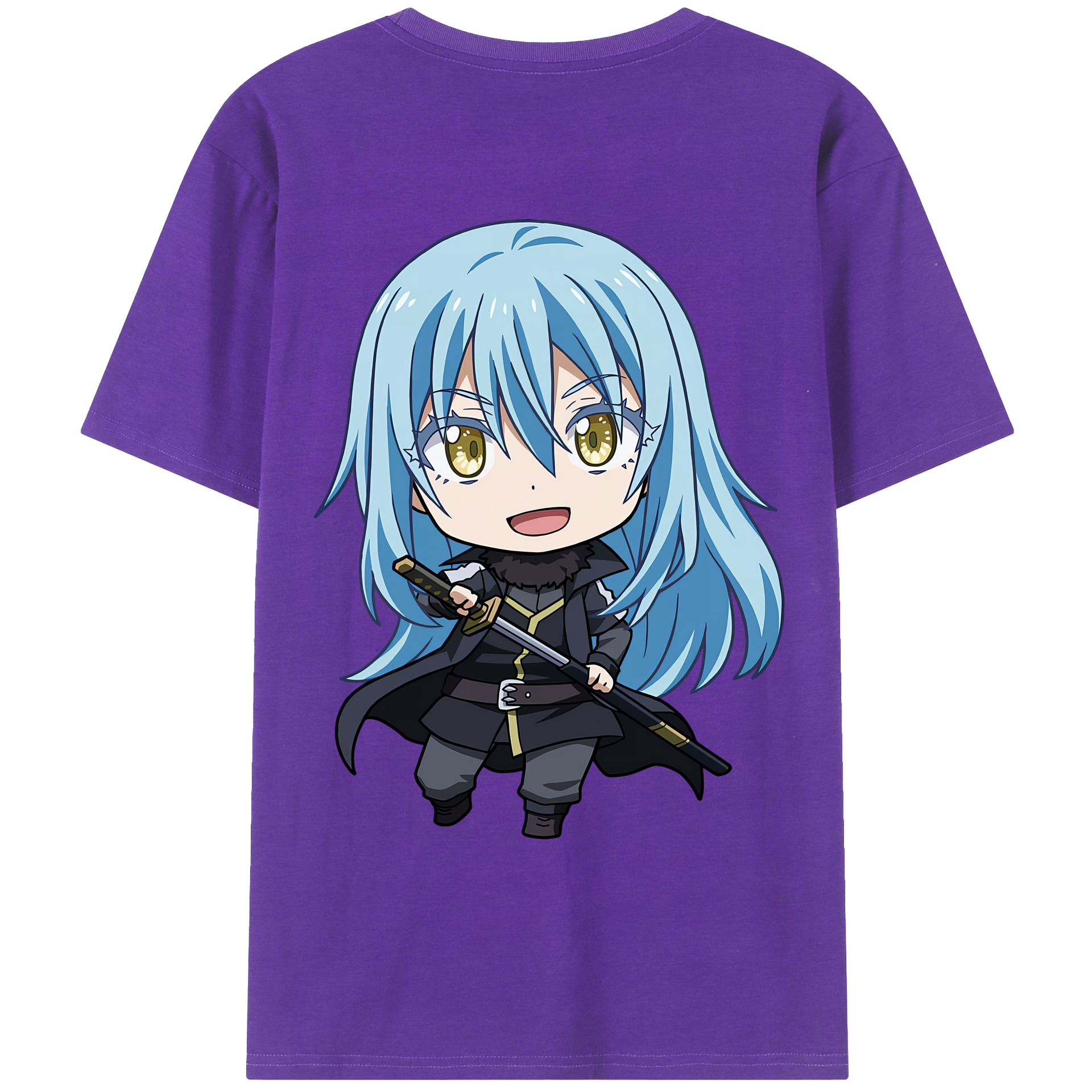 （画像用） 転スラ Regarding Reincarnated to Slime 綿100％ メンズ半袖Tシャツ（バックプリント） 通気性