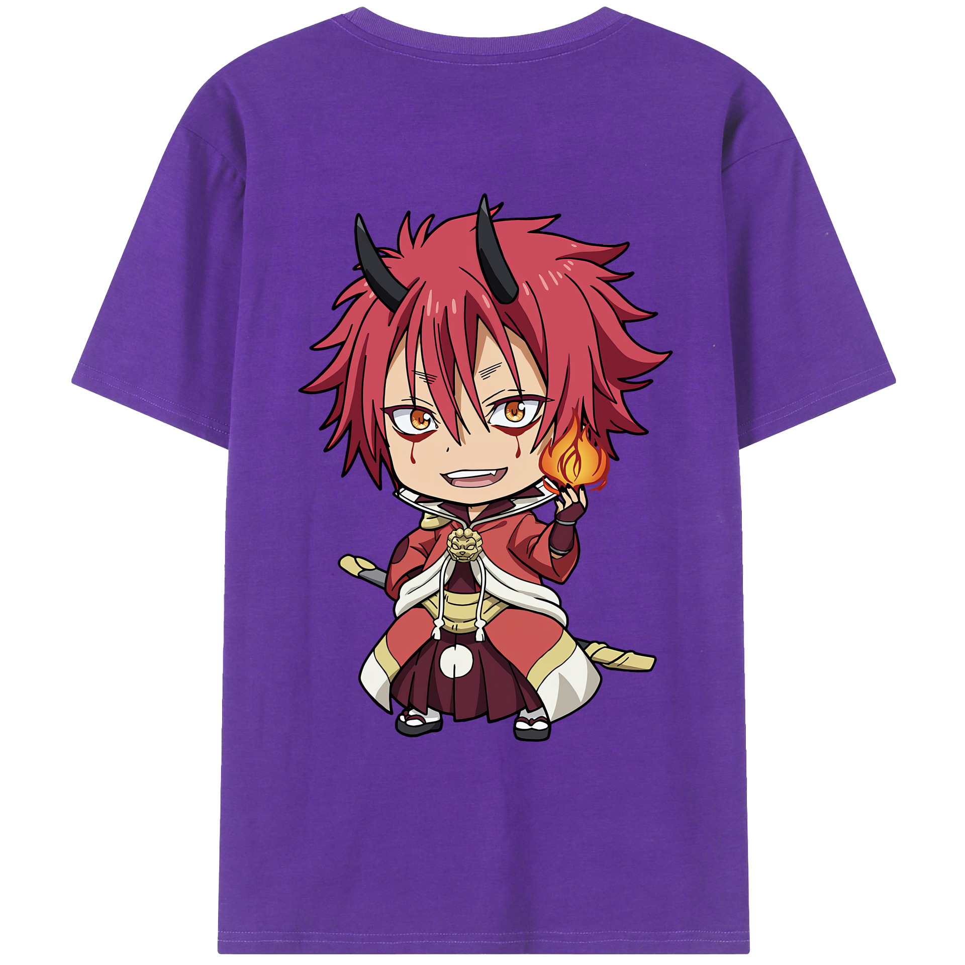 （画像用） 転スラ Regarding Reincarnated to Slime 綿100％ メンズ半袖Tシャツ（バックプリント） 通気性