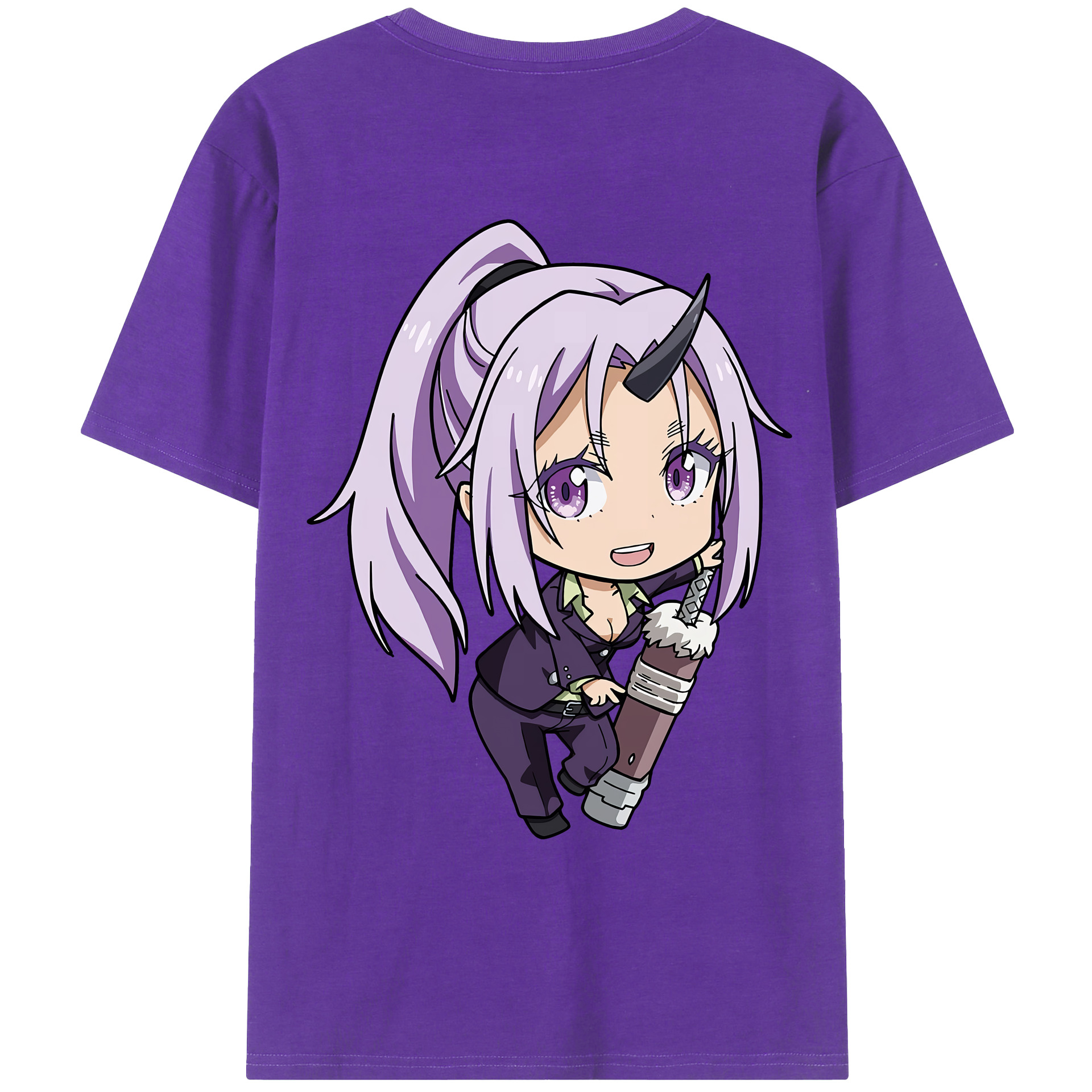（画像用） 転スラ Regarding Reincarnated to Slime 綿100％ メンズ半袖Tシャツ（バックプリント） 通気性