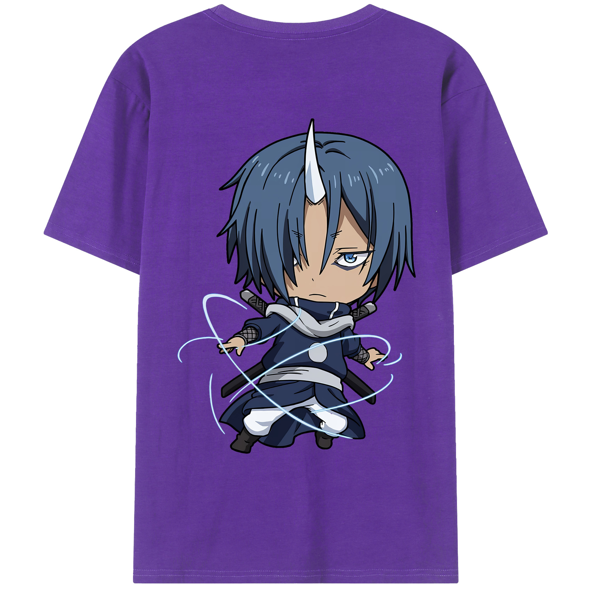 （画像用） 転スラ Regarding Reincarnated to Slime 綿100％ メンズ半袖Tシャツ（バックプリント） 通気性