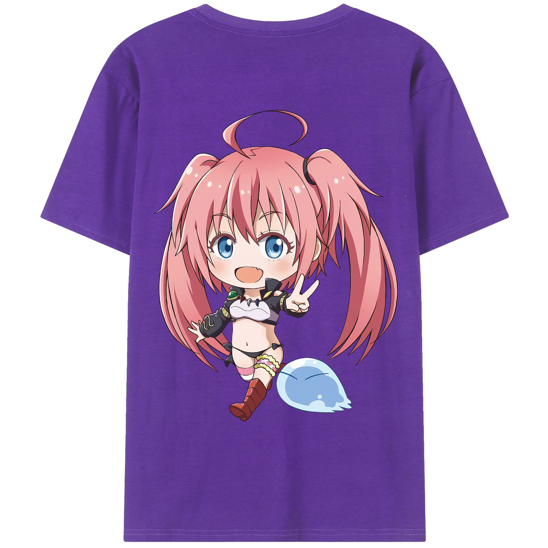 （画像用） 転スラ Regarding Reincarnated to Slime 綿100％ メンズ半袖Tシャツ（バックプリント） 通気性