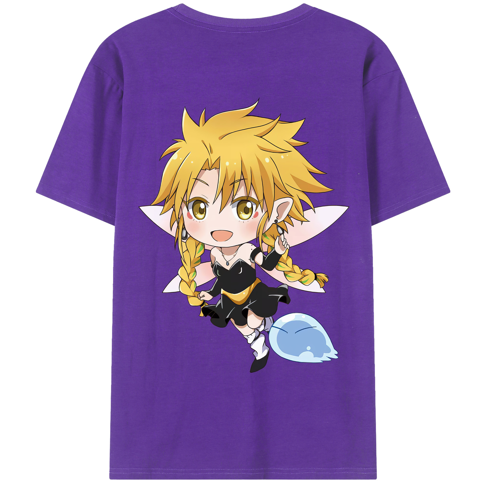 （画像用） 転スラ Regarding Reincarnated to Slime 綿100％ メンズ半袖Tシャツ（バックプリント） 通気性