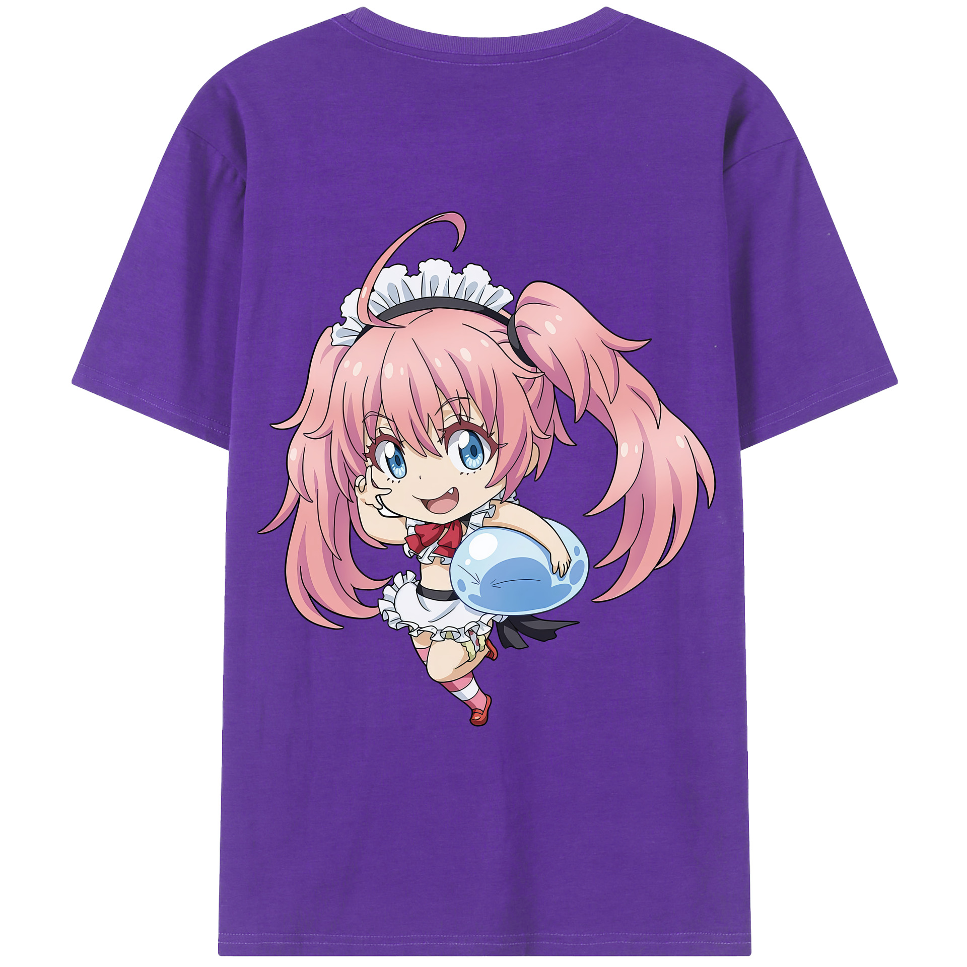 （画像用） 転スラ Regarding Reincarnated to Slime 綿100％ メンズ半袖Tシャツ（バックプリント） 通気性