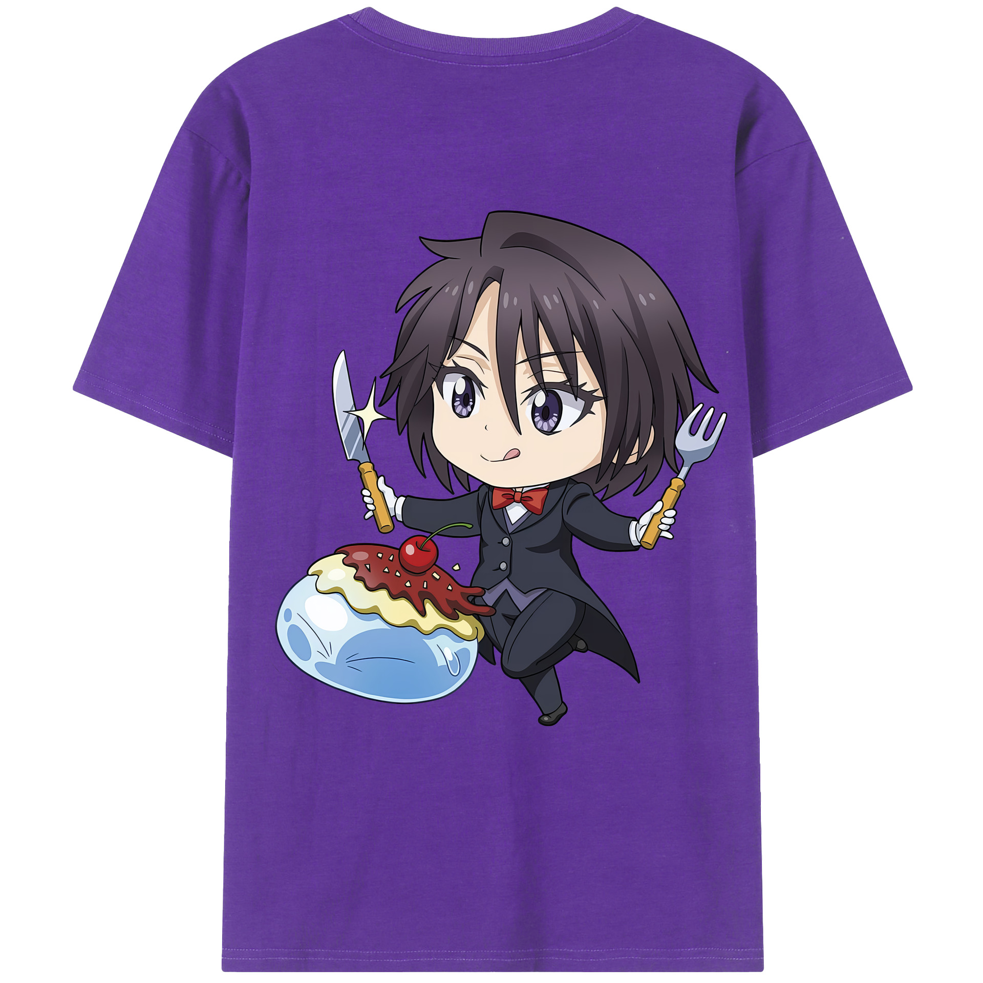 （画像用） 転スラ Regarding Reincarnated to Slime 綿100％ メンズ半袖Tシャツ（バックプリント） 通気性