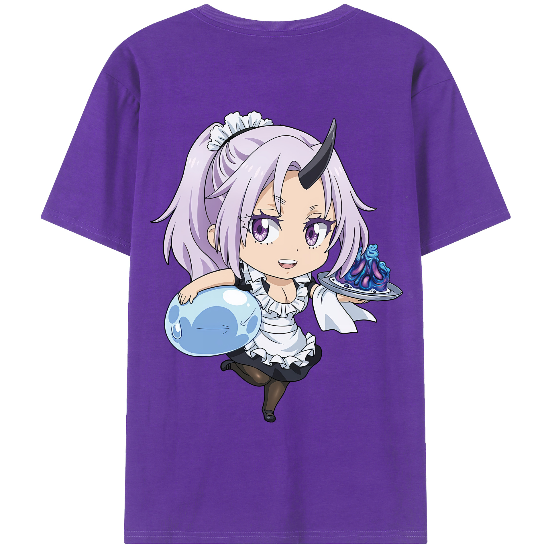 （画像用） 転スラ Regarding Reincarnated to Slime 綿100％ メンズ半袖Tシャツ（バックプリント） 通気性