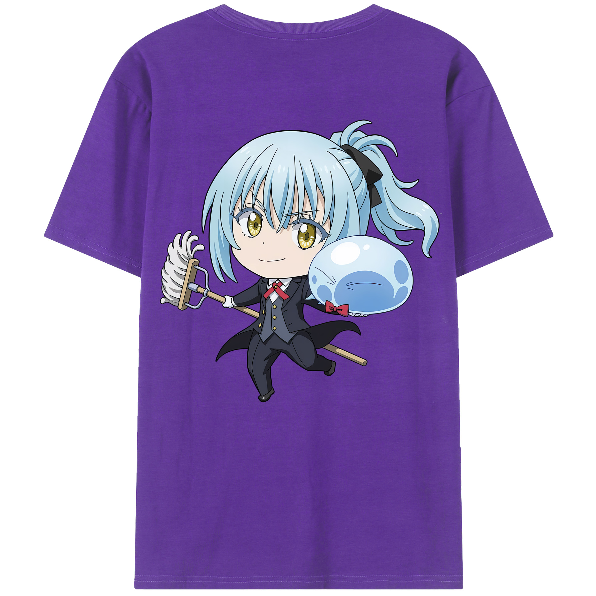 （画像用） 転スラ Regarding Reincarnated to Slime 綿100％ メンズ半袖Tシャツ（バックプリント） 通気性