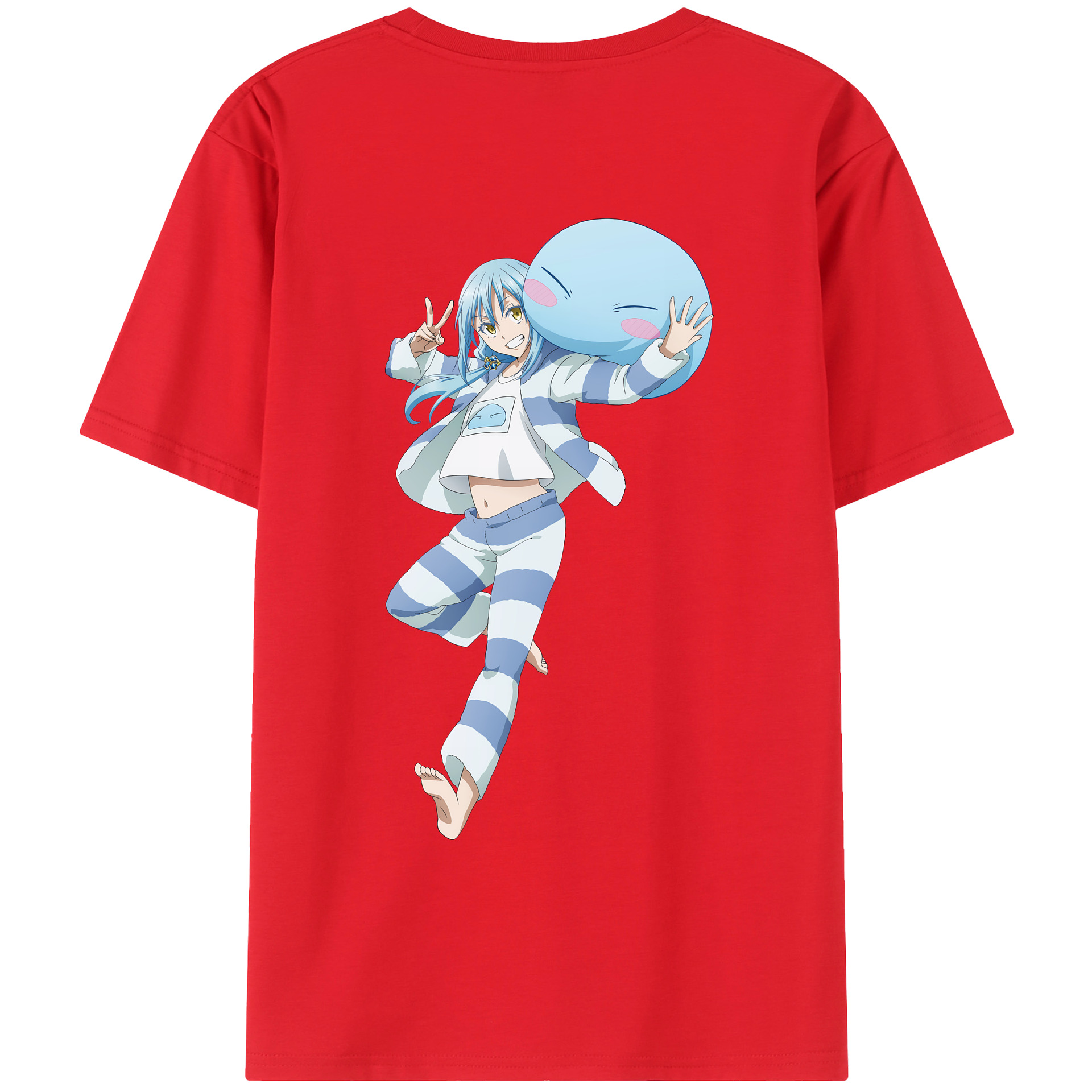 （画像用） 転スラ Regarding Reincarnated to Slime 綿100％ メンズ半袖Tシャツ（バックプリント） 通気性