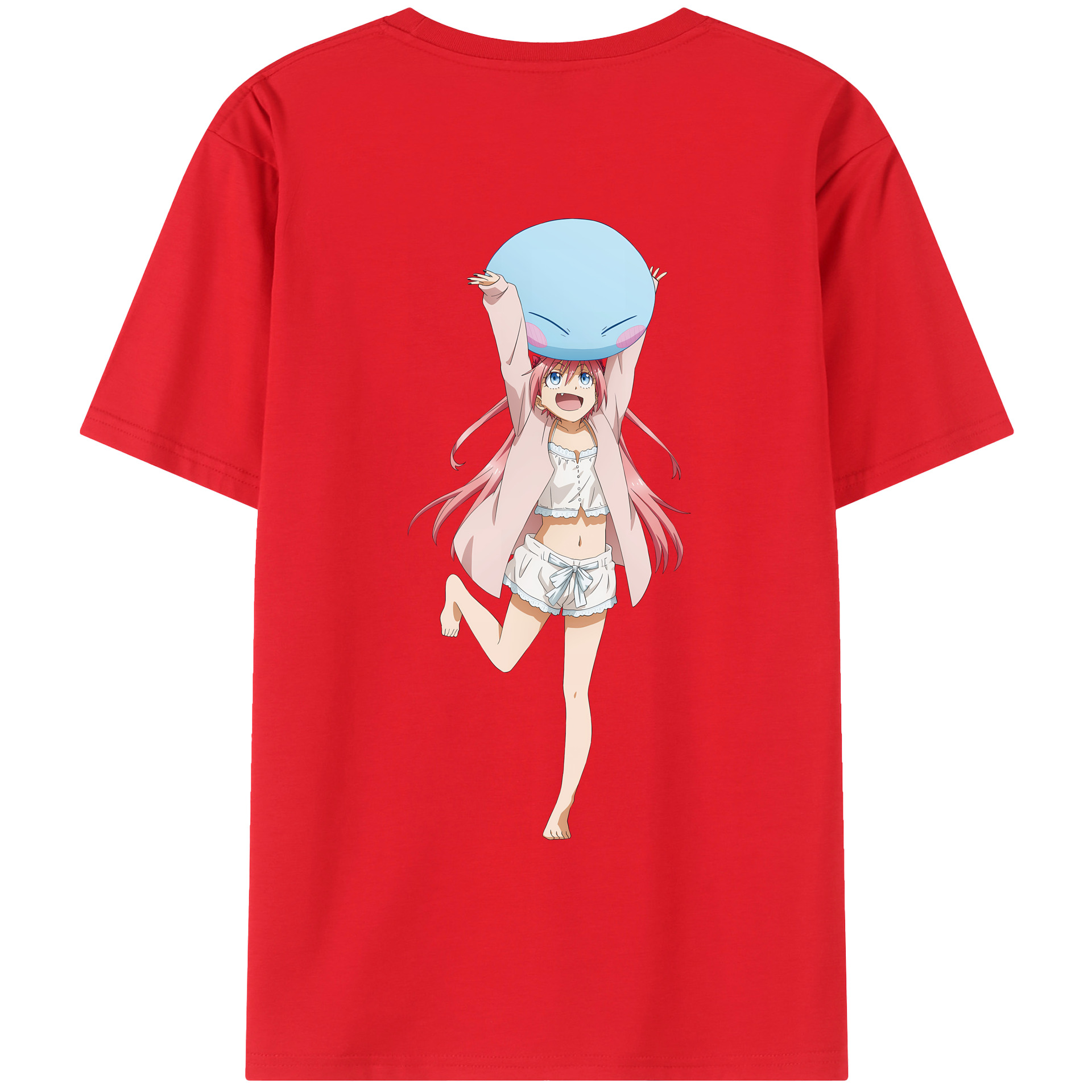 （画像用） 転スラ Regarding Reincarnated to Slime 綿100％ メンズ半袖Tシャツ（バックプリント） 通気性