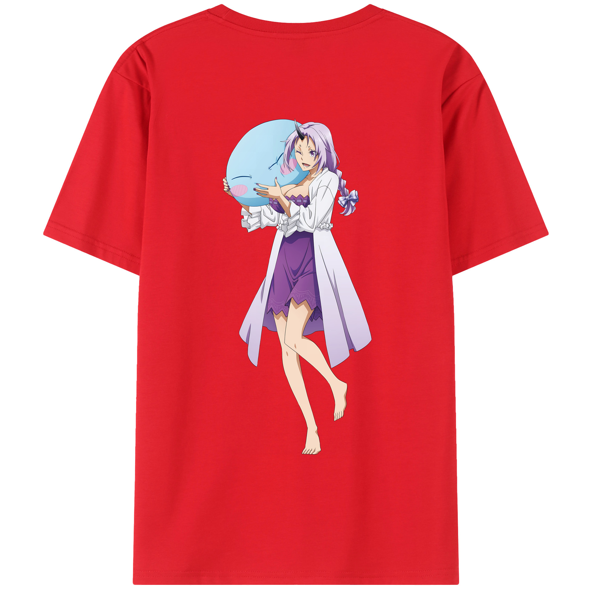 （画像用） 転スラ Regarding Reincarnated to Slime 綿100％ メンズ半袖Tシャツ（バックプリント） 通気性