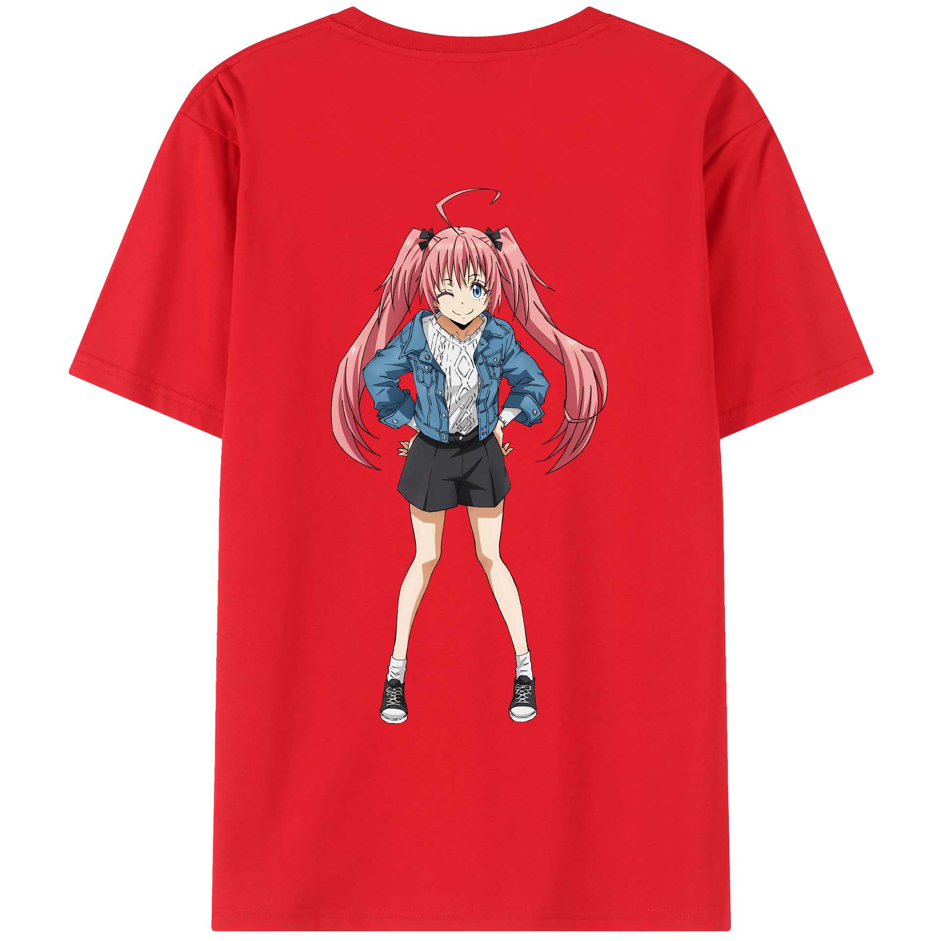 （画像用） 転スラ Regarding Reincarnated to Slime 綿100％ メンズ半袖Tシャツ（バックプリント） 通気性