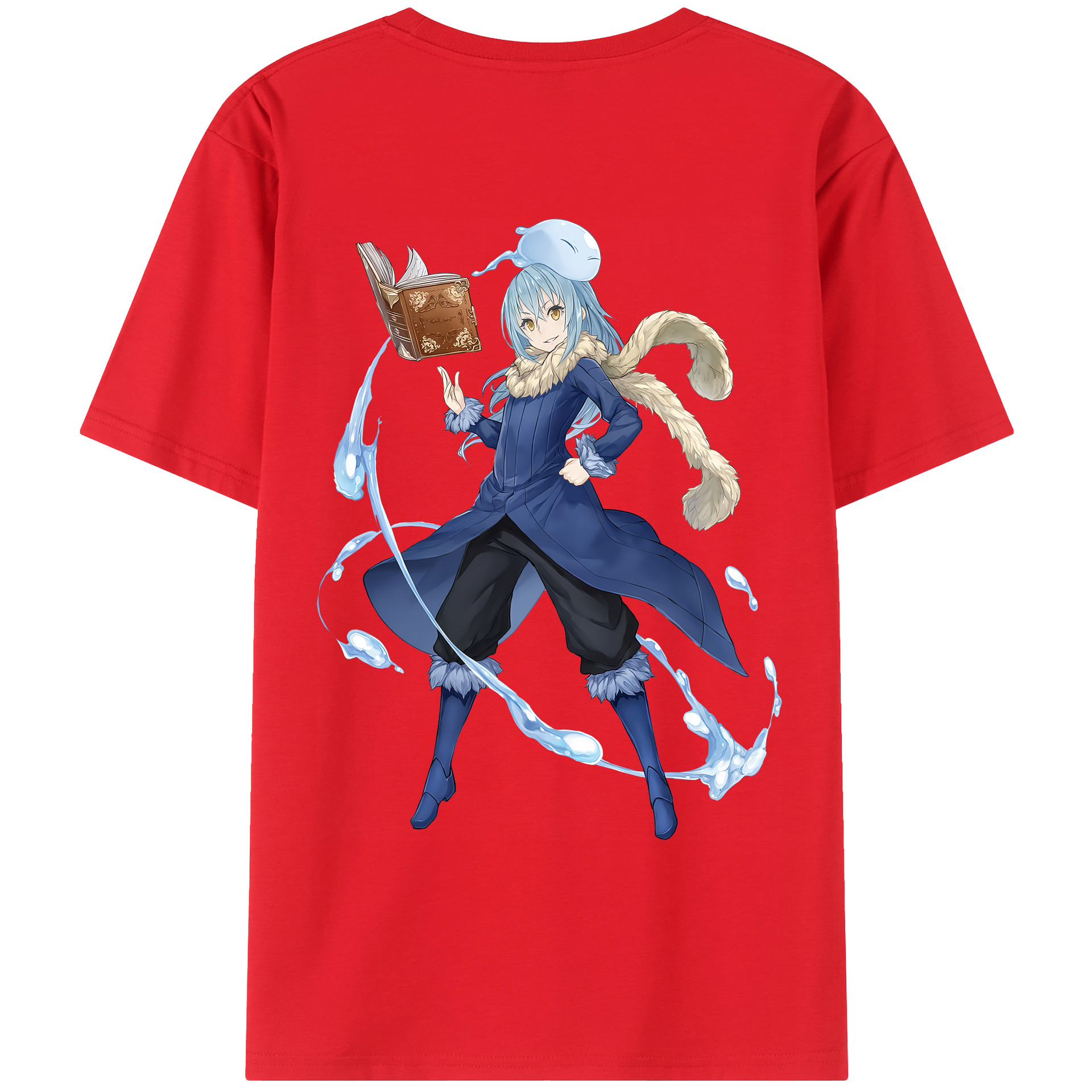 （画像用） 転スラ Regarding Reincarnated to Slime 綿100％ メンズ半袖Tシャツ（バックプリント） 通気性