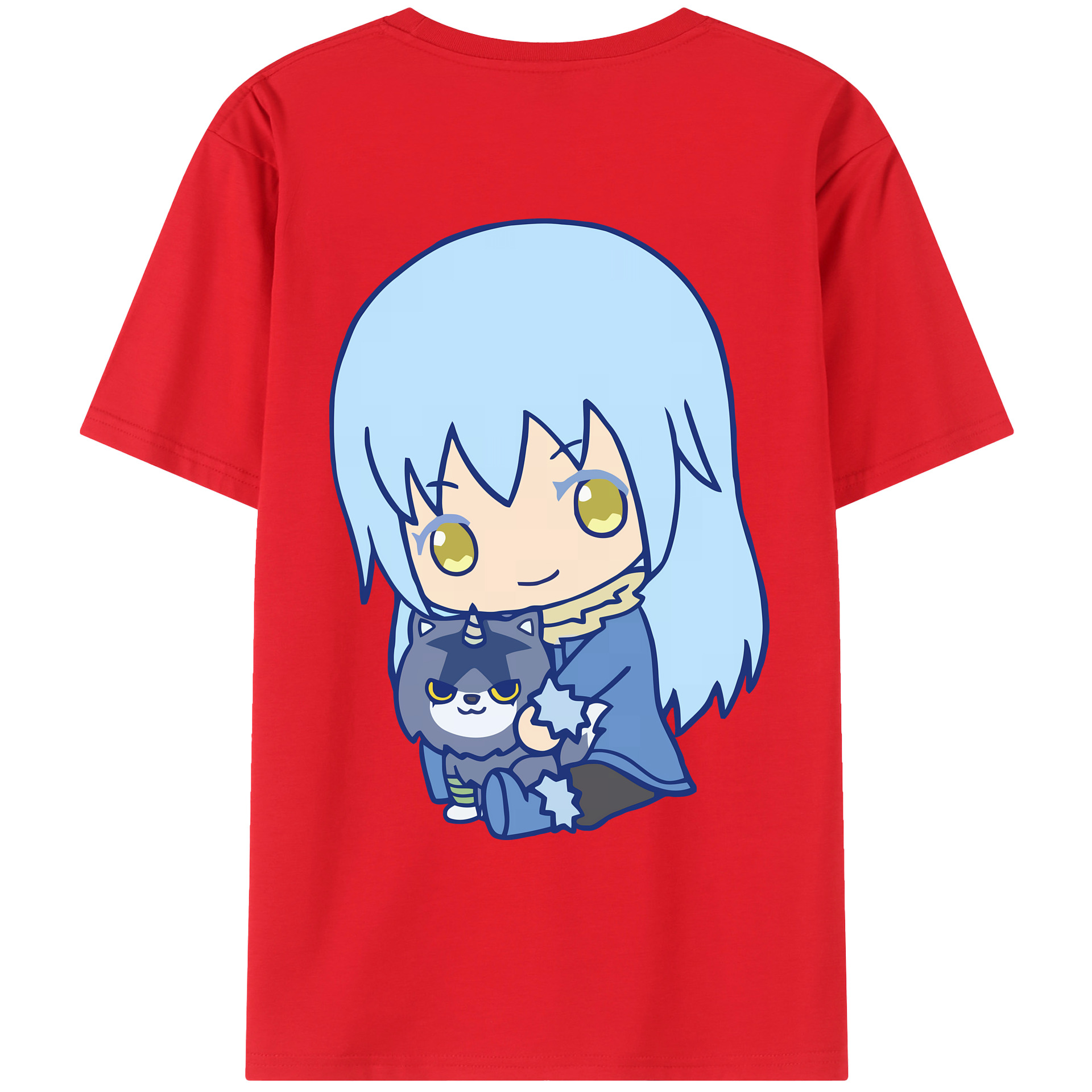 （画像用） 転スラ Regarding Reincarnated to Slime 綿100％ メンズ半袖Tシャツ（バックプリント） 通気性