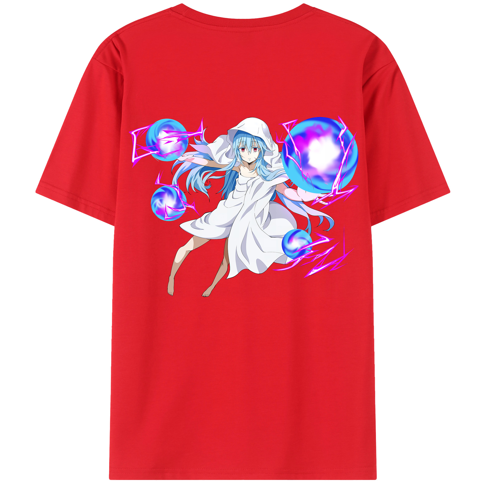 （画像用） 転スラ Regarding Reincarnated to Slime 綿100％ メンズ半袖Tシャツ（バックプリント） 通気性