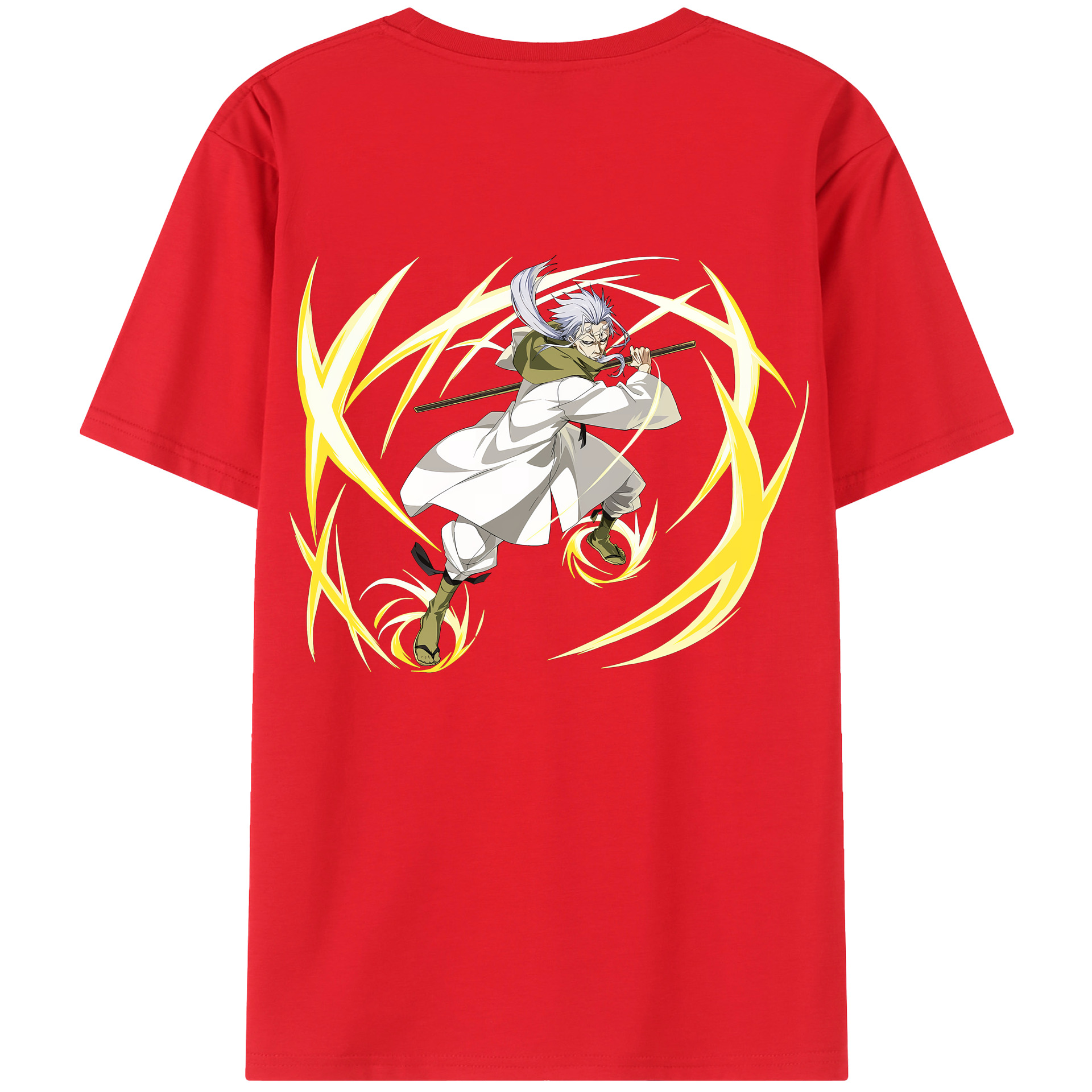 （画像用） 転スラ Regarding Reincarnated to Slime 綿100％ メンズ半袖Tシャツ（バックプリント） 通気性