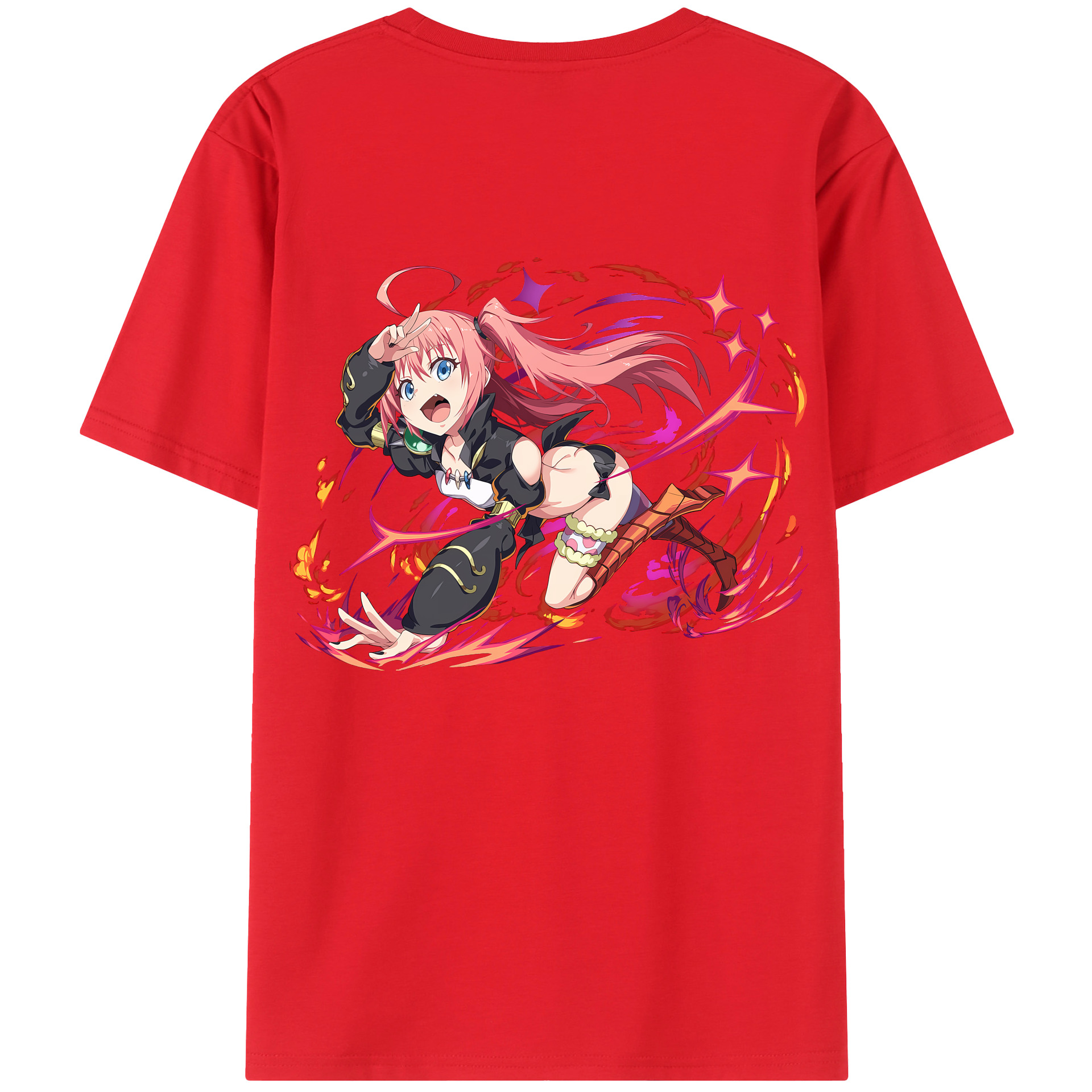 （画像用） 転スラ Regarding Reincarnated to Slime 綿100％ メンズ半袖Tシャツ（バックプリント） 通気性