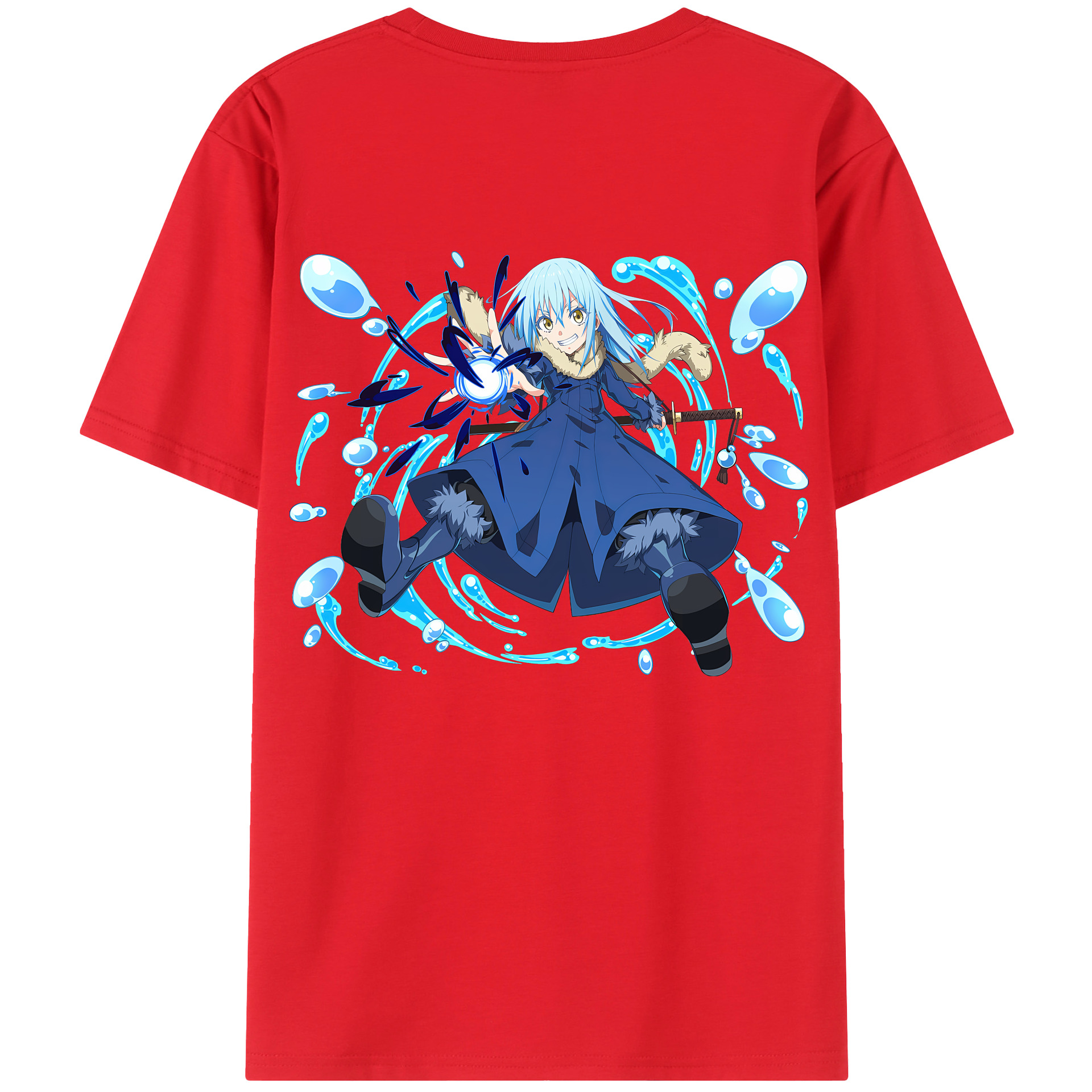 （画像用） 転スラ Regarding Reincarnated to Slime 綿100％ メンズ半袖Tシャツ（バックプリント） 通気性