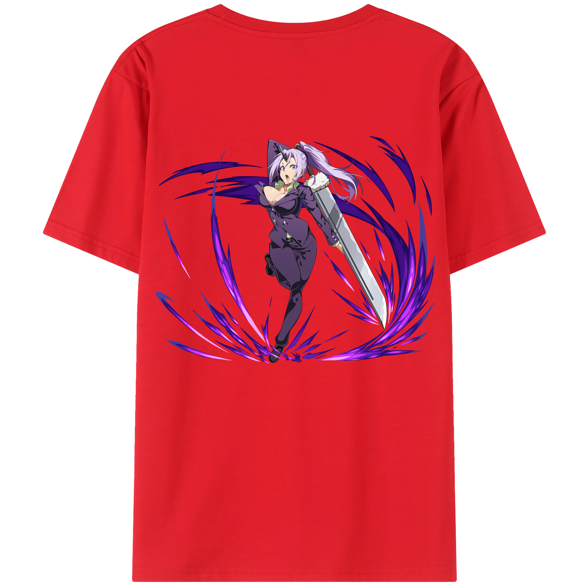 （画像用） 転スラ Regarding Reincarnated to Slime 綿100％ メンズ半袖Tシャツ（バックプリント） 通気性