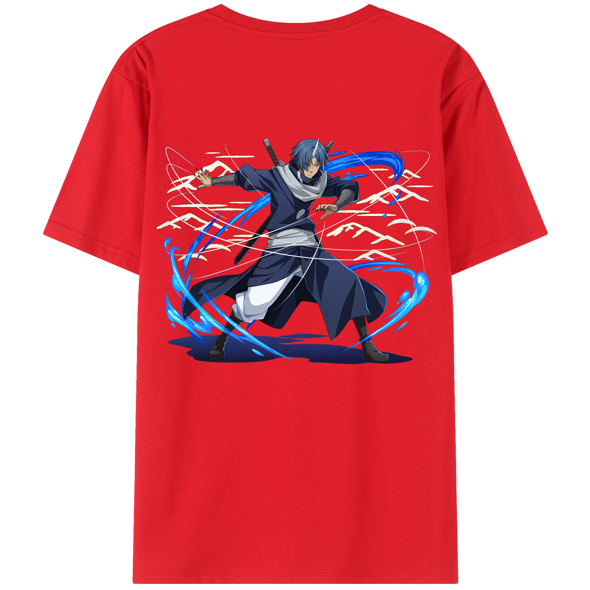 （画像用） 転スラ Regarding Reincarnated to Slime 綿100％ メンズ半袖Tシャツ（バックプリント） 通気性