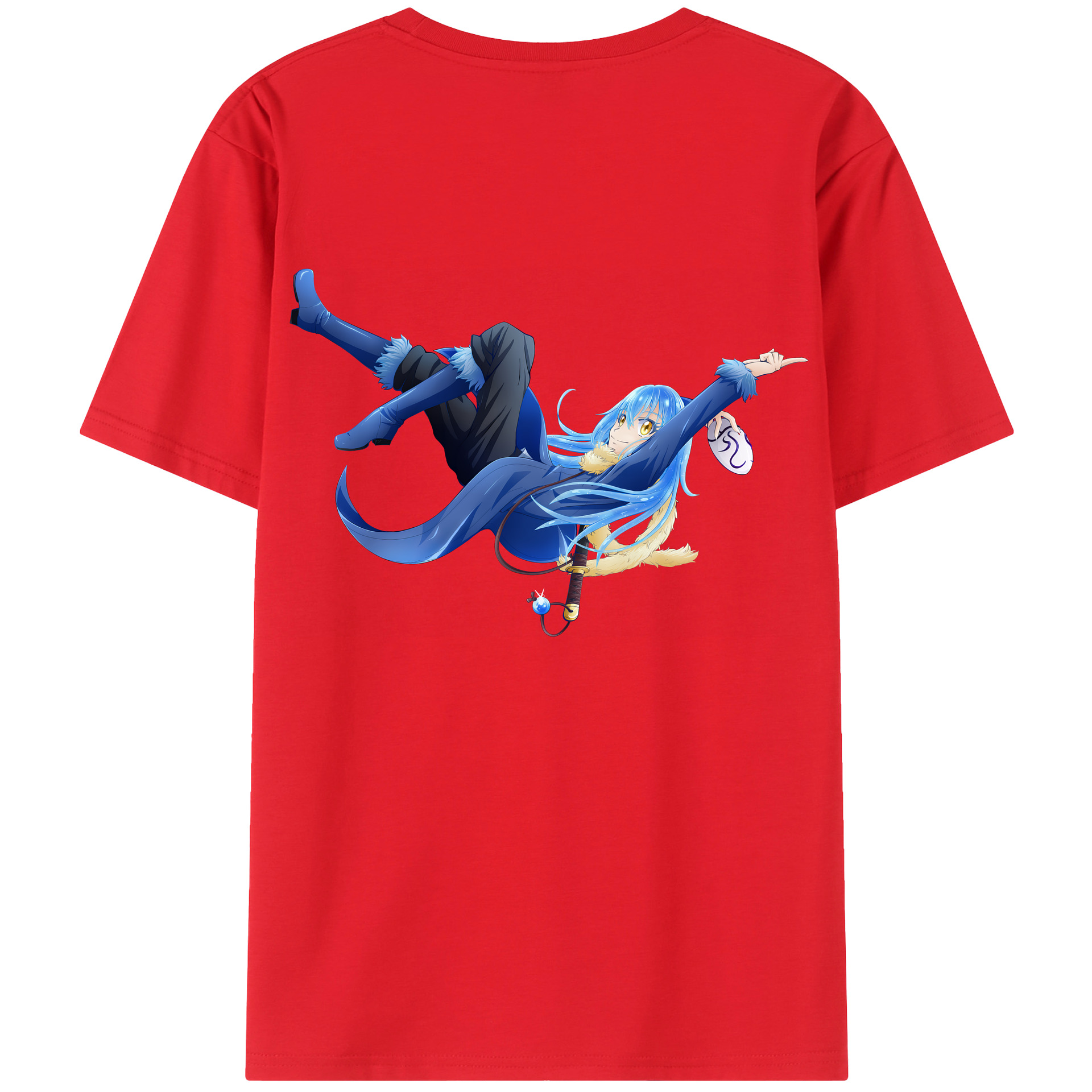 （画像用） 転スラ Regarding Reincarnated to Slime 綿100％ メンズ半袖Tシャツ（バックプリント） 通気性