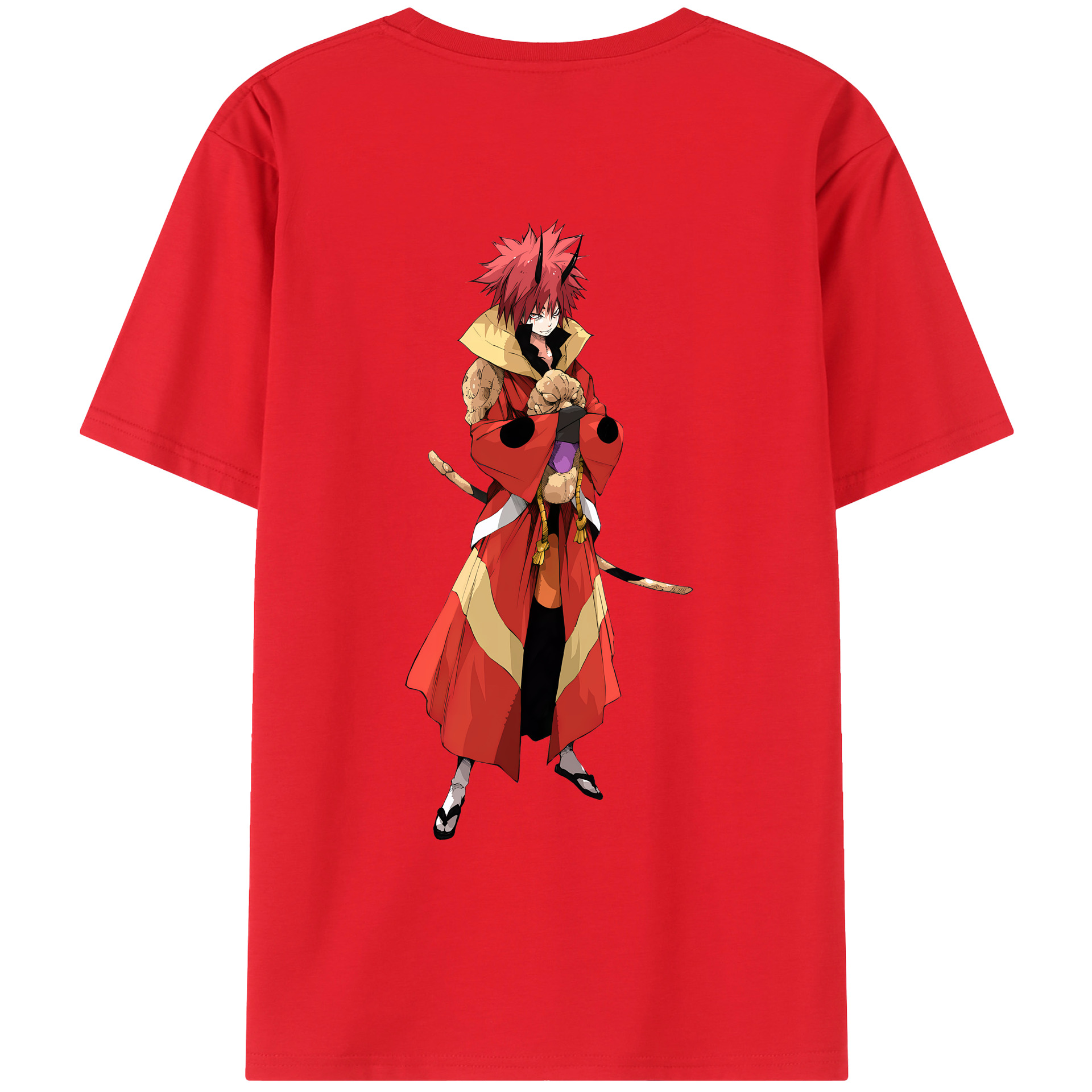 （画像用） 転スラ Regarding Reincarnated to Slime 綿100％ メンズ半袖Tシャツ（バックプリント） 通気性