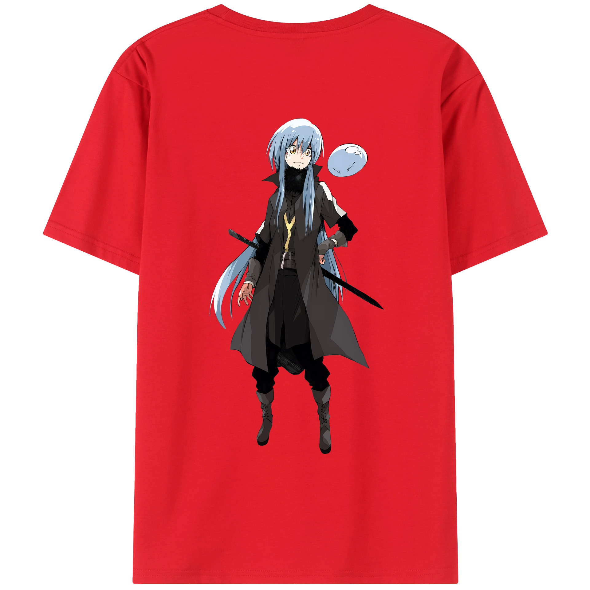 （画像用） 転スラ Regarding Reincarnated to Slime 綿100％ メンズ半袖Tシャツ（バックプリント） 通気性