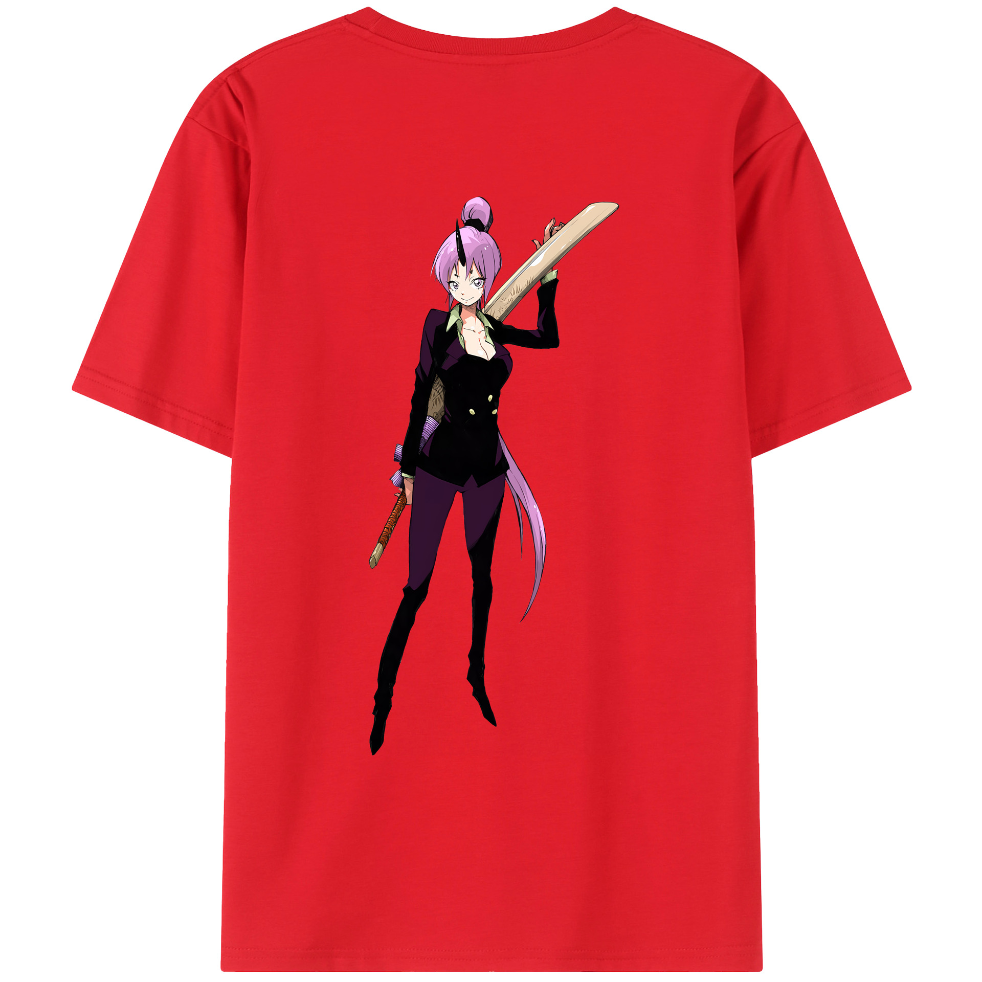 （画像用） 転スラ Regarding Reincarnated to Slime 綿100％ メンズ半袖Tシャツ（バックプリント） 通気性