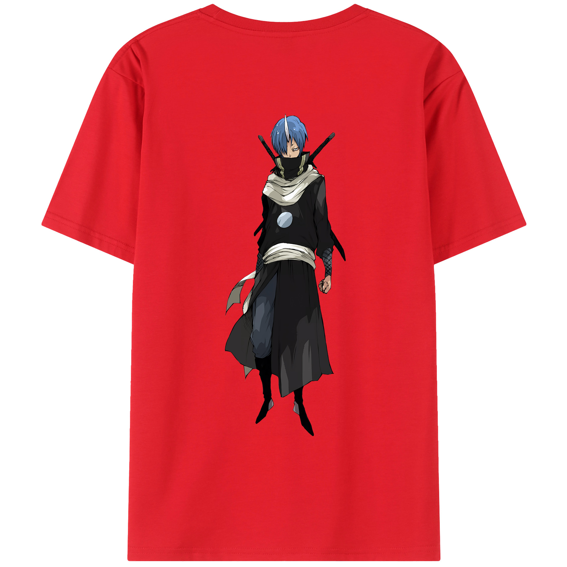 （画像用） 転スラ Regarding Reincarnated to Slime 綿100％ メンズ半袖Tシャツ（バックプリント） 通気性