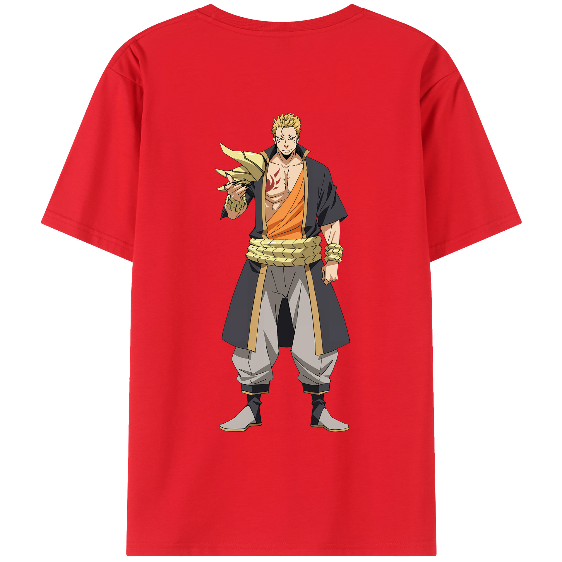 （画像用） 転スラ Regarding Reincarnated to Slime 綿100％ メンズ半袖Tシャツ（バックプリント） 通気性