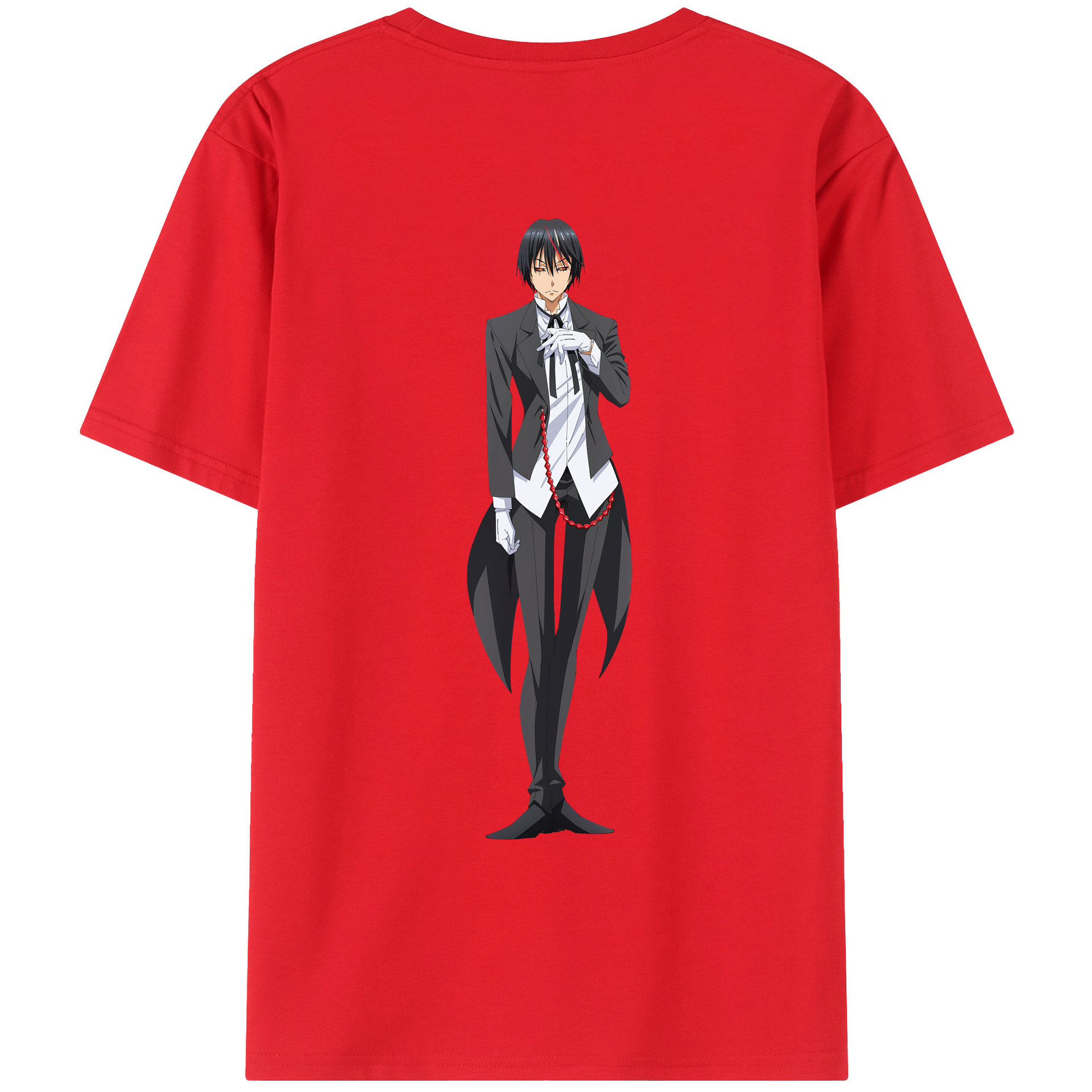 （画像用） 転スラ Regarding Reincarnated to Slime 綿100％ メンズ半袖Tシャツ（バックプリント） 通気性